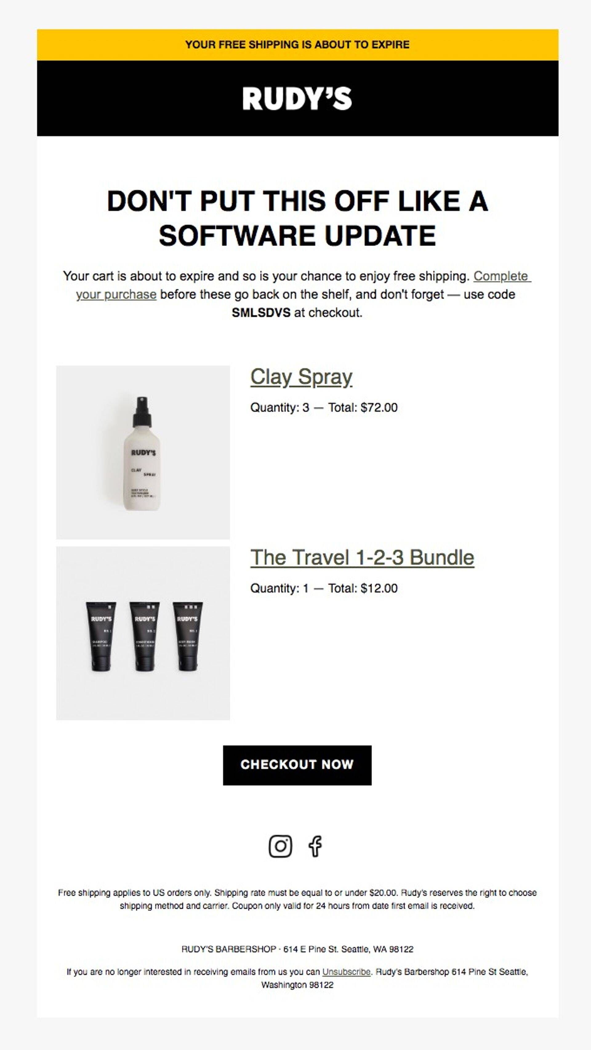 Rudy's Barbershop'i e-kiri, leitav Really Good Emails lehel