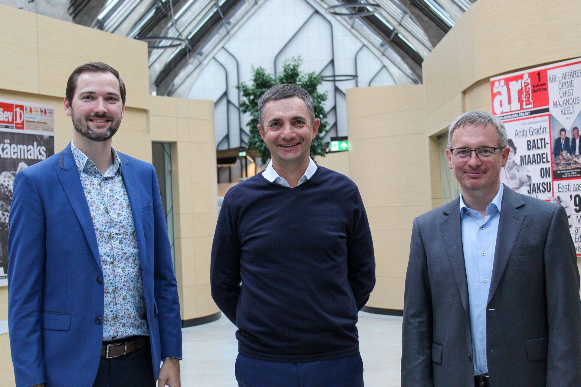 Eesti Energia paindliku energiajuhtimise teenusejuht Mart Peling (vasakul), Liwathon E.O.S. juhatuse esimees Gert Tiivas ja Eesti Energia juhatuse liige Margus Vals.