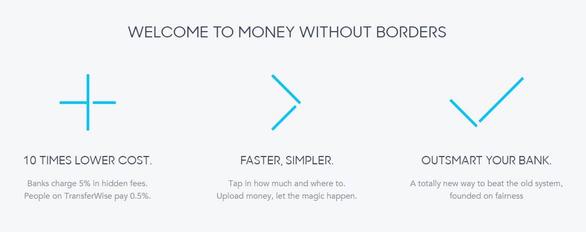 TransferWise'i kodulehekülje kuvatõmmis.