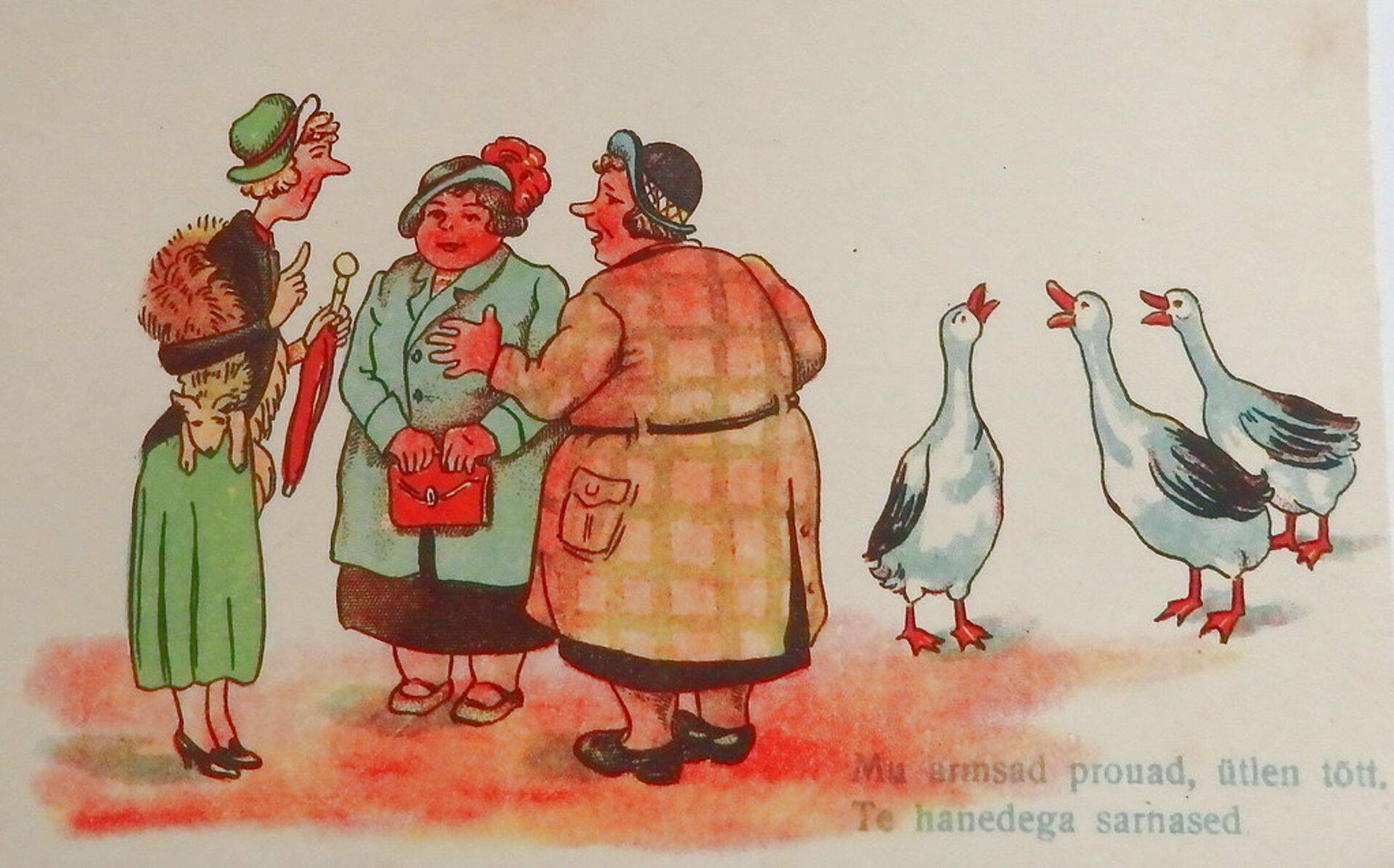 Vana aprillikaart ei ole küll selline, millest kohtuasi sündis, aga pildist tähtsam oli siiski kaardi tahaküljele kirjutatu.
