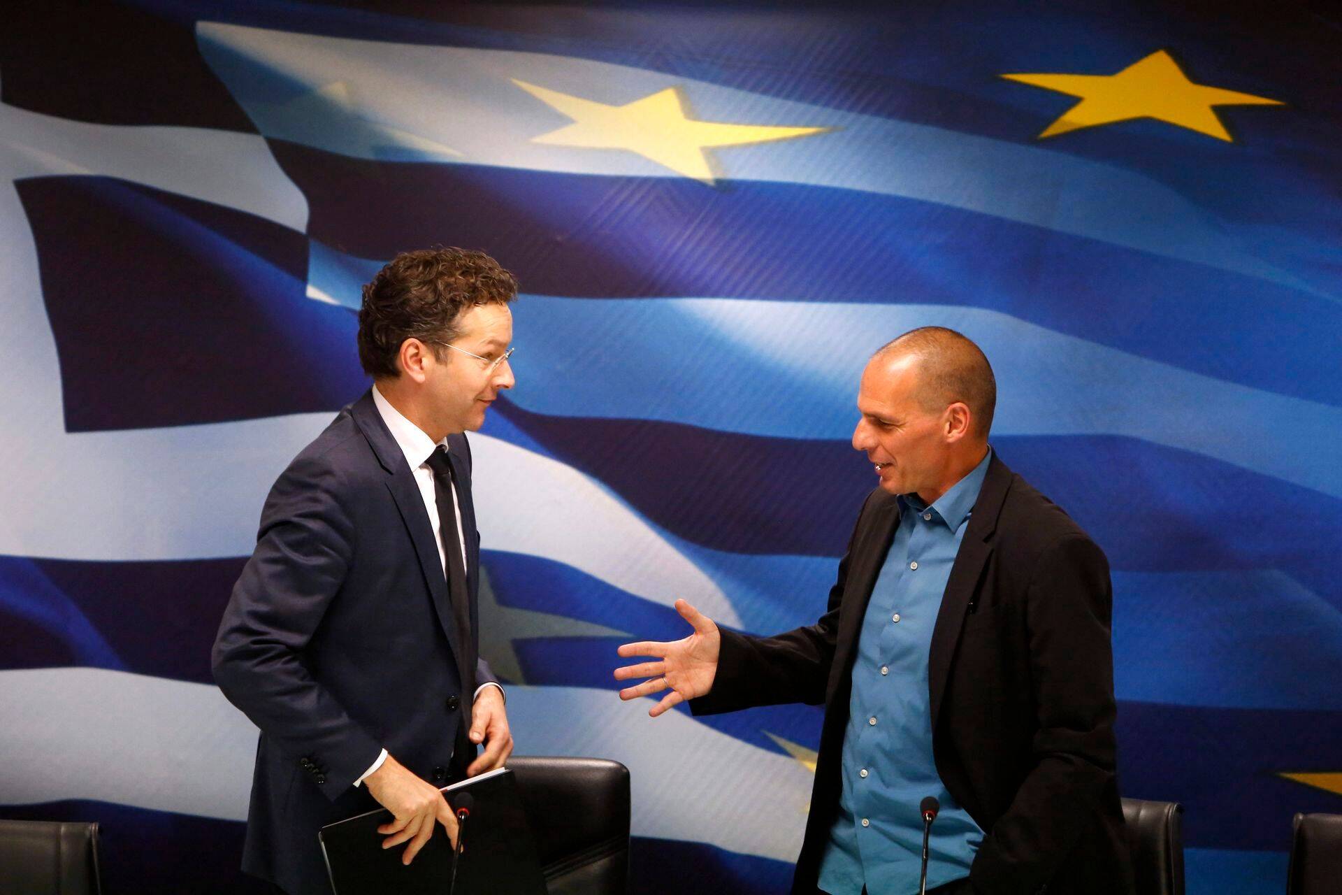 Jeroen Dijsselbloem ja Yanis Varoufakis reedel Ateenas.