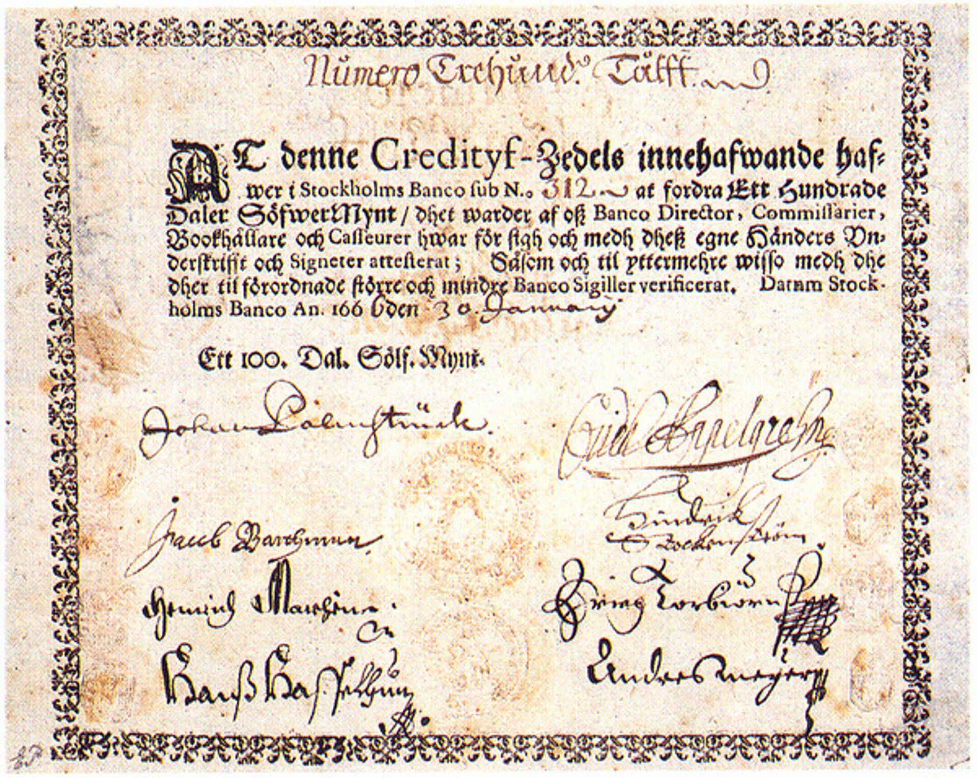 Euroopa vanim säilinud rahatäht, pärit Rootsist aastast 1666.