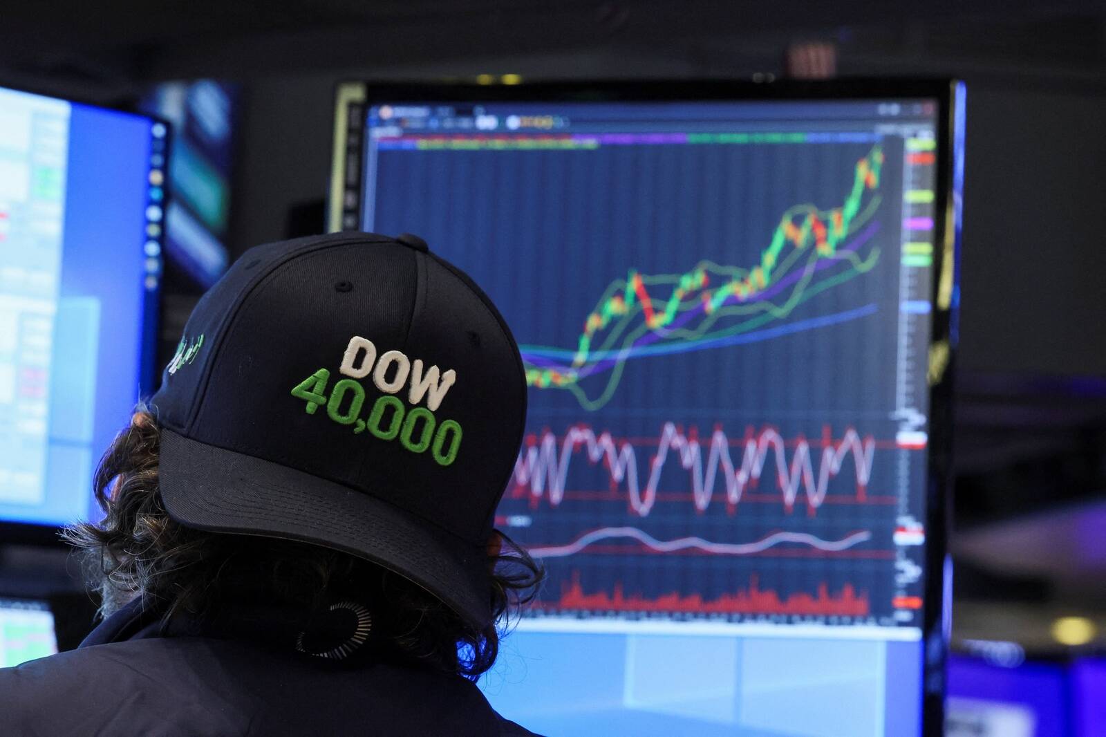 Maakler temaatilise mütsiga NYSE börsil.