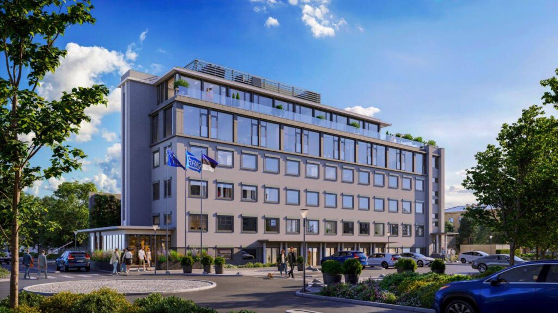 Pea 8-hektarilise Kopli Kaubajaama peakontorihoonest peaks järgmiseks aastaks saama moodne, senisest kaks korrust kõrgem büroohoone (Visuaal: Architectus).