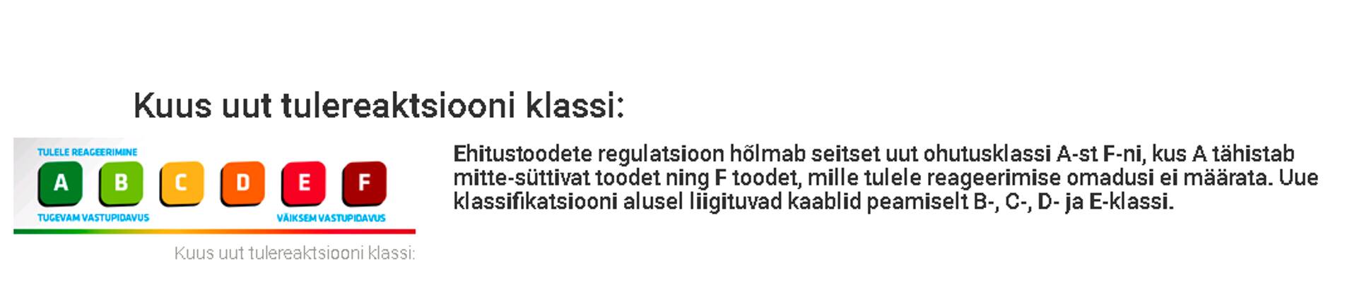 Kuus uut tulereaktsiooni klassi.