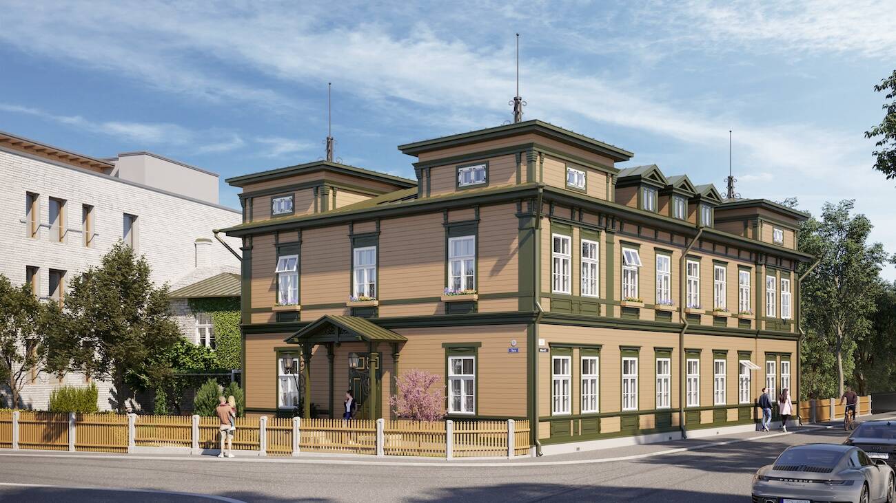 Noobli hoone renoveerimistööd peaksid valmima aasta pärast (Visuaal: Domus Kinnisvara)