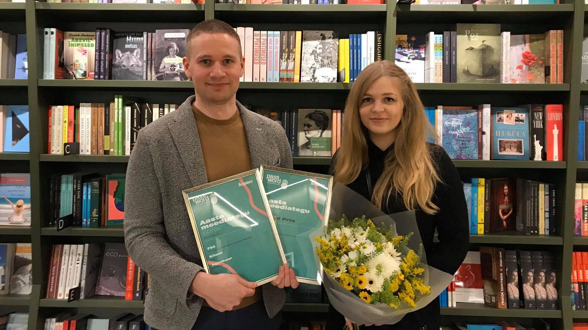 Kristian Koll ja Eliine Rannajõe MediaBrokeri tiimist