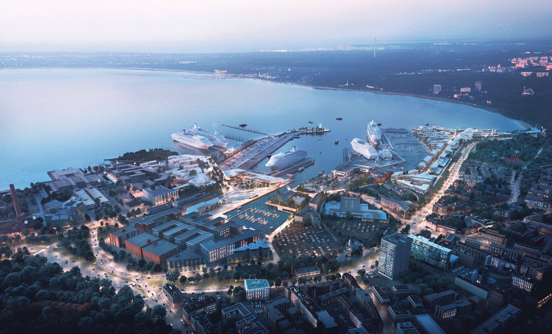 Vanasadama alast kujuneb 2030. aastaks välja elav linnakeskkond. Allikas: Zaha Hadid Architects