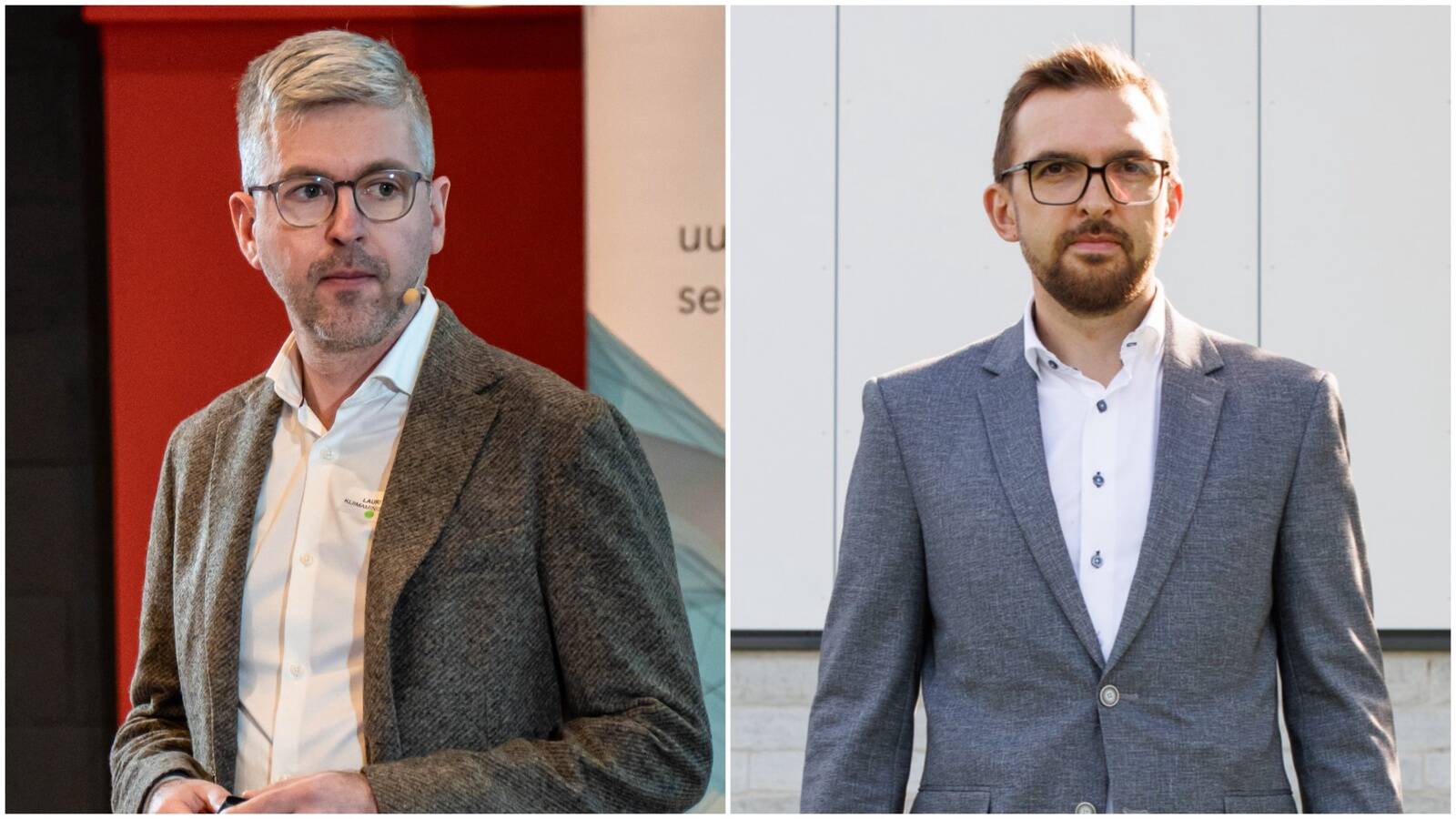 LIFE IP BuildEST projektijuht Lauri Suu ja kliimaministeeriumi elukeskkonna ja ringmajanduse asekantsler Ivo Jaanisoo avavad ehitussektori suuri samme. Foto: Jarmo Järvsalu/Andras Kralla
