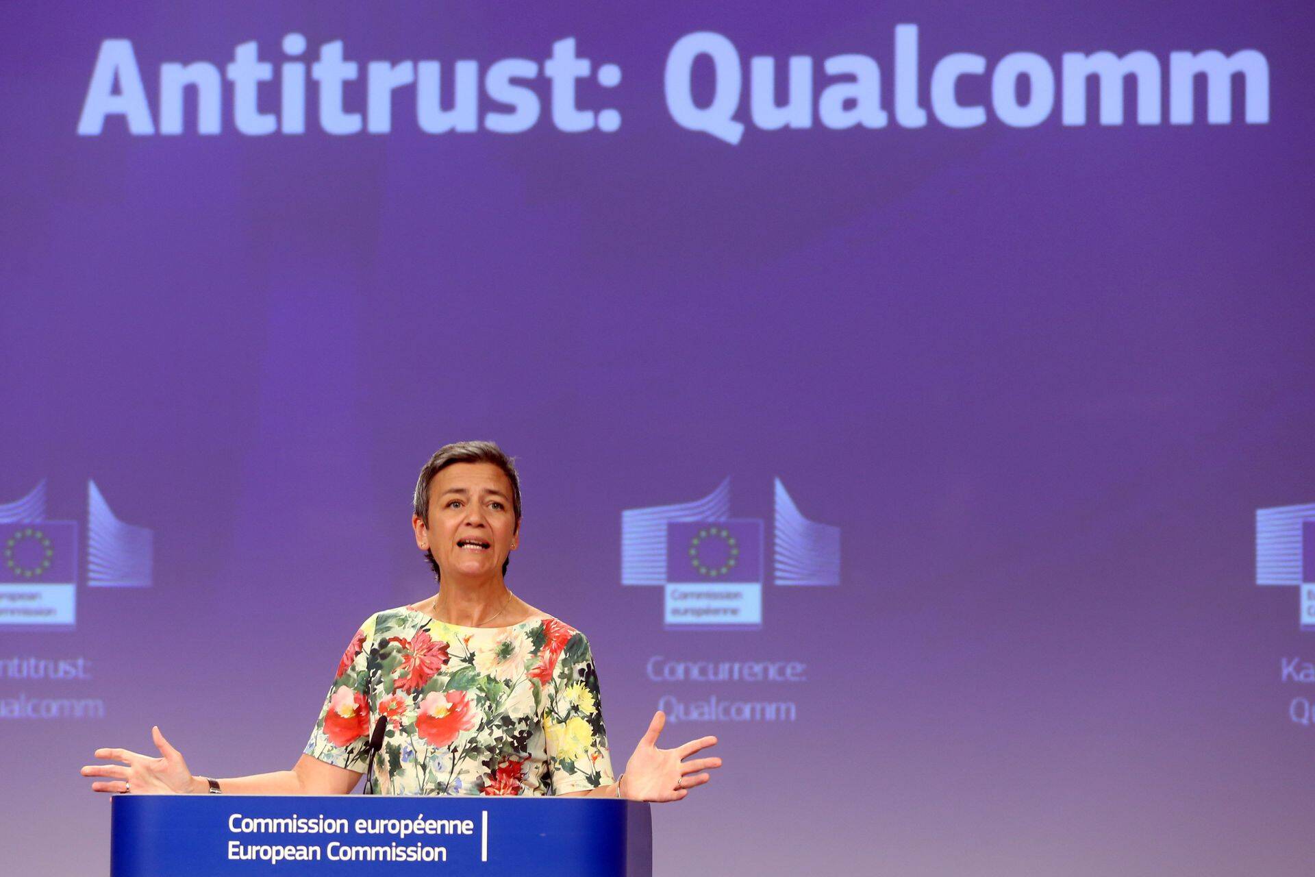 Euroopa Komisjoni konkurentsivolinik Margrethe Vestager andmas Qualcommi asjas Brüsselis pressikonverentsi 18. juulil 2019. aastal.