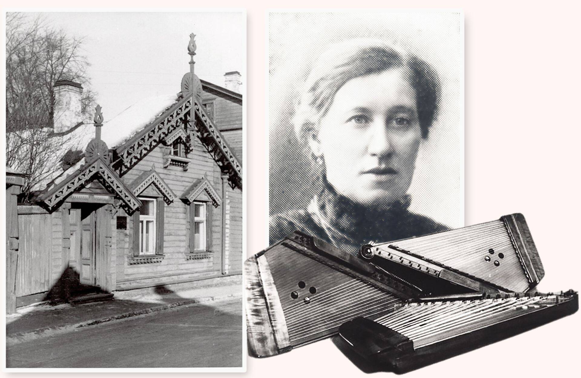 Анна Кристал, каннели ее фабрики и дом в Таллинне, в котором в начале ХХ века располагалась мастерская.