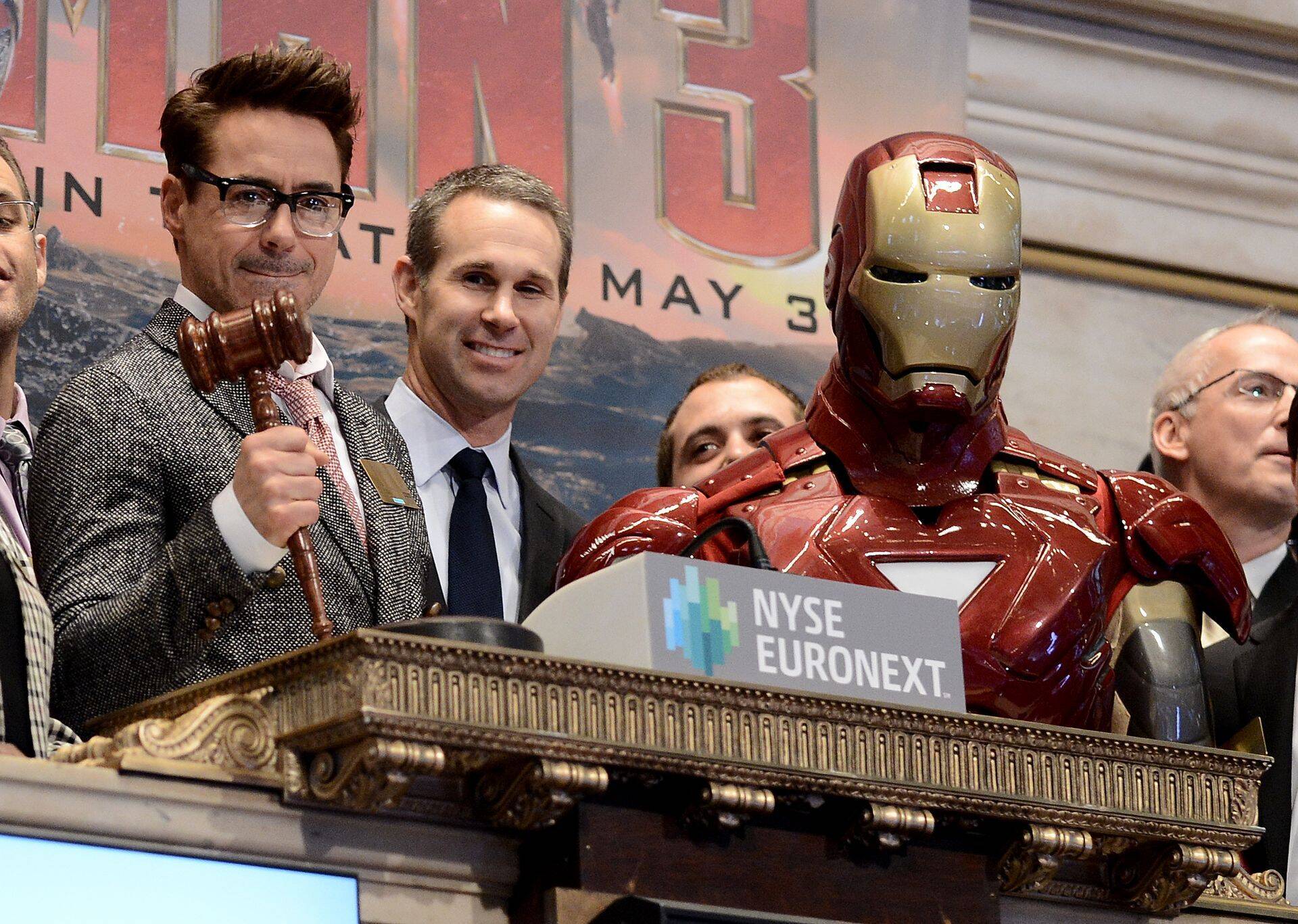 Robert Downey Jr ja tema tegelaskuju Raudmees avavad NY börsi.