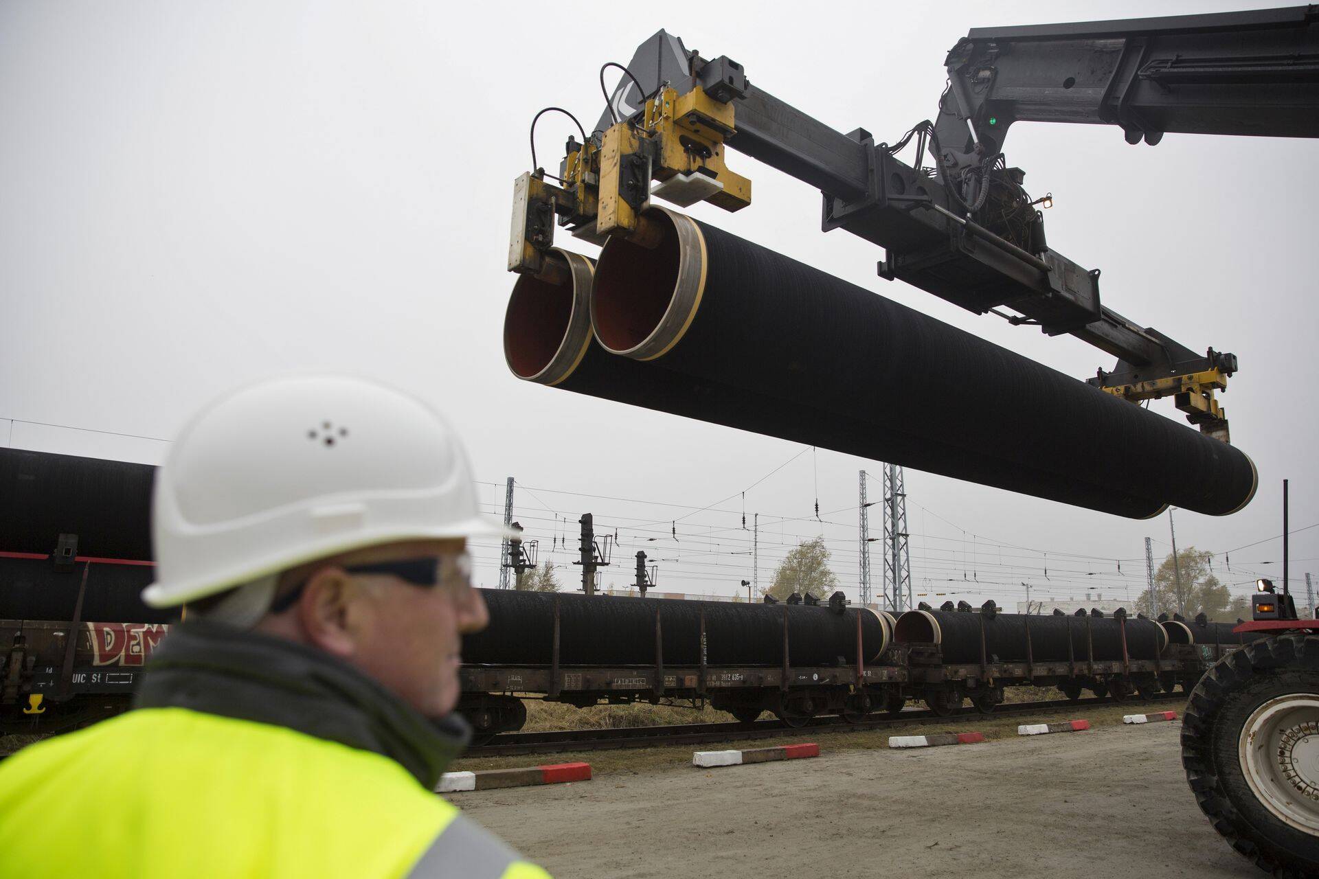 Gazpromi foto, millel väidetavalt tarnitakse esimesi torusid Nord Stream 2 gaasijuhtme jaoks