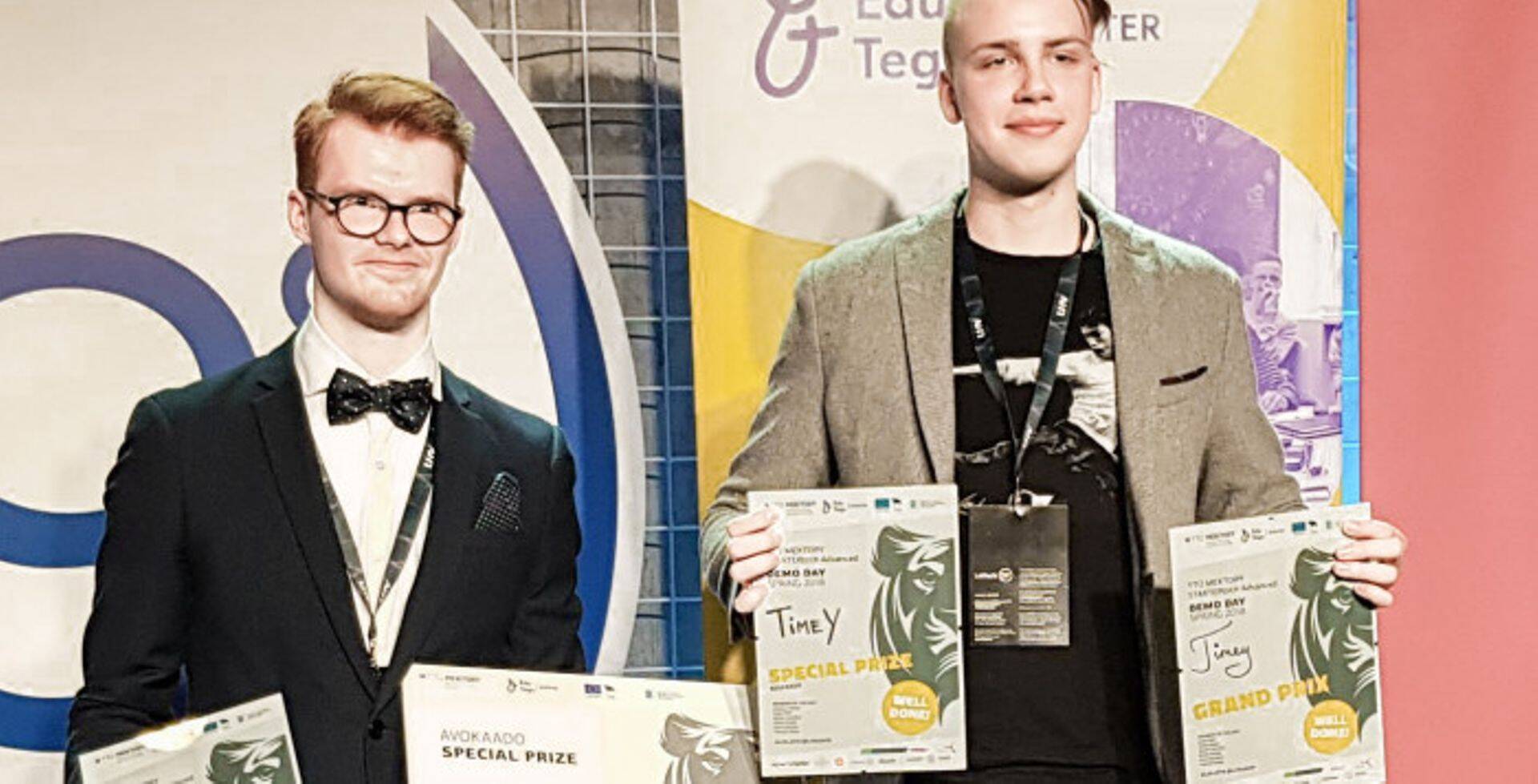 TTÜ tudengid, idufirma Timey asutajad Laurent Läheb ja Martin Möllits.