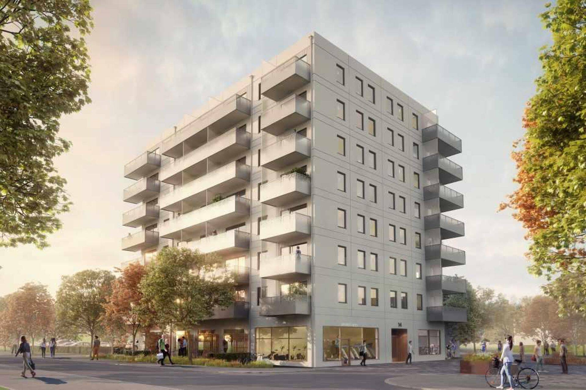 Väsby Terrassi nimeline kortermaja, mille Nordecon ehitab Rootsi.