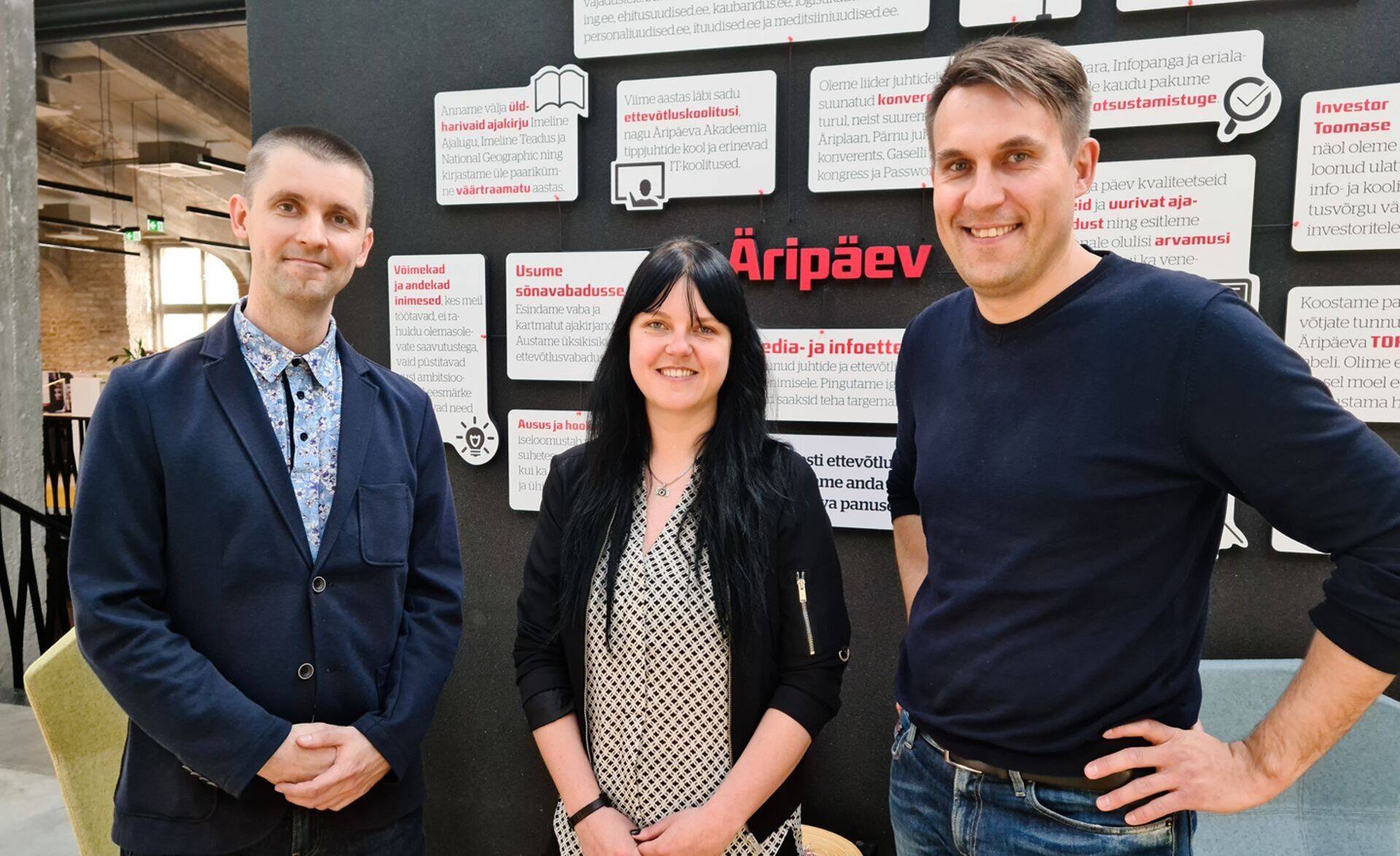 Saatejuht Art Lukas Maksekeskusest (vasakul), Dive Groupi projektijuht Marilyn Uleksin ja Futurist Estonia UX disainer Andres Kostiv.