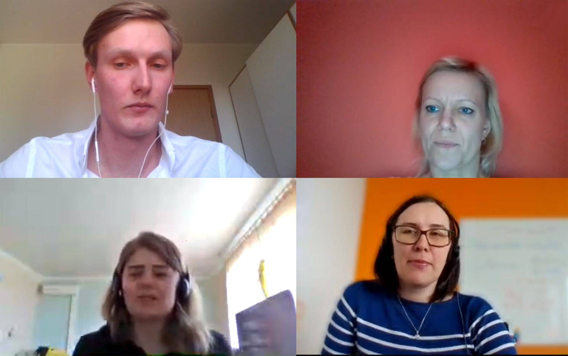 Share Force One’i üks asutaja Henri Loodmaa (üleval vasakul), Coopi personalijuht Kerstin Jaani (üleval paremal), saatejuht Kai Miller (all vasakul) ja töötukassa teenusejuht Livia Laas (all paremal).