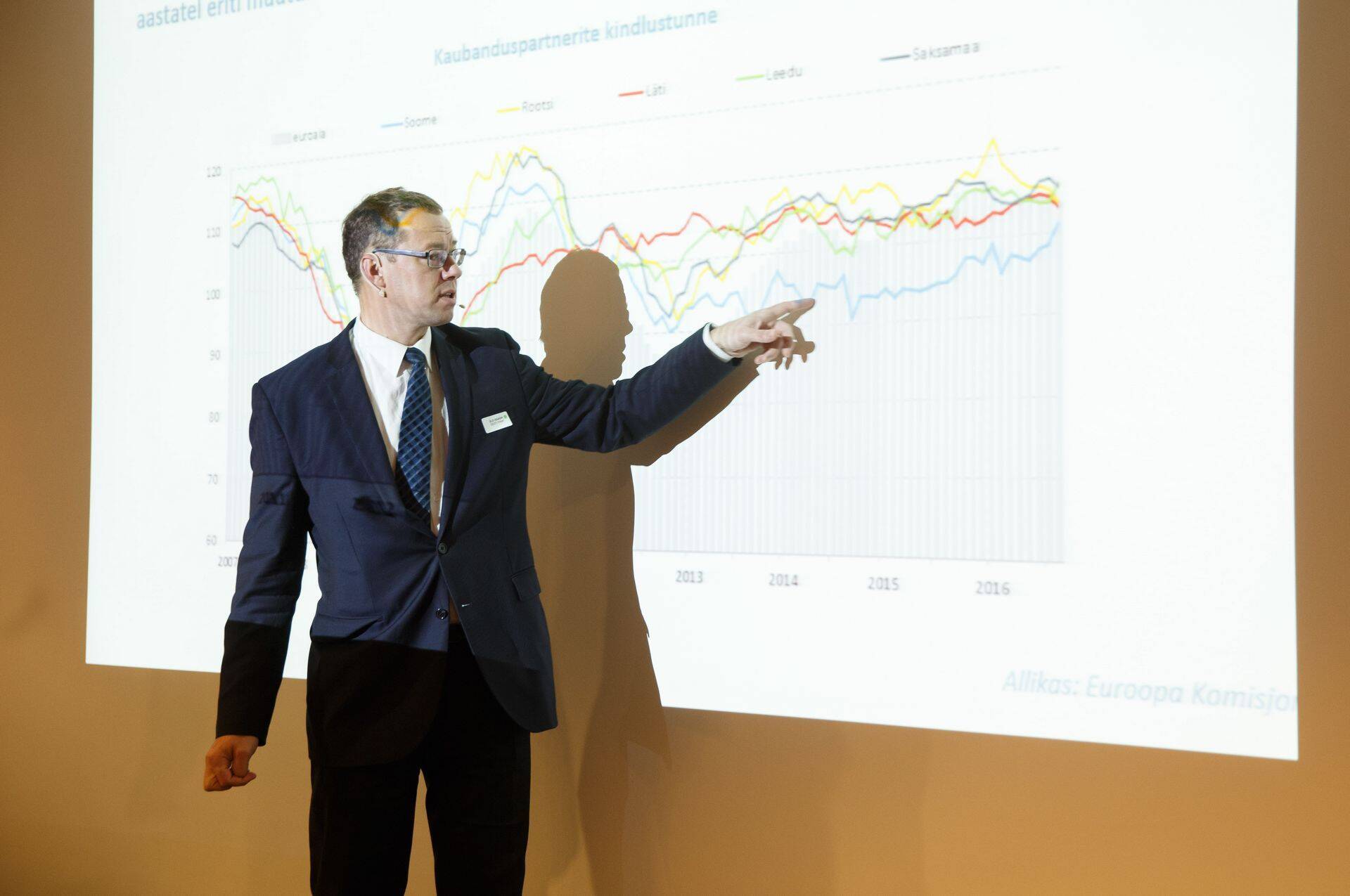 Ülo Kaasik Eesti Panga majandusprognoose tutvustamas.