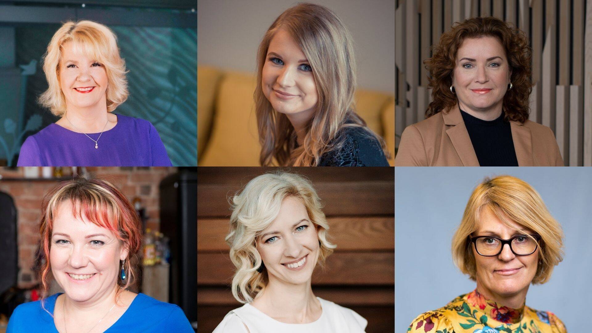 Üleval Ülle Matt (Swedbank), Maarja Katušin (Express Post) ja Lea Kimber (Maxima); all Piret Aess (R-kiosk), Leelia Rohumaa (Pipedrive) ja Karin Rändla (JELD-WEN).