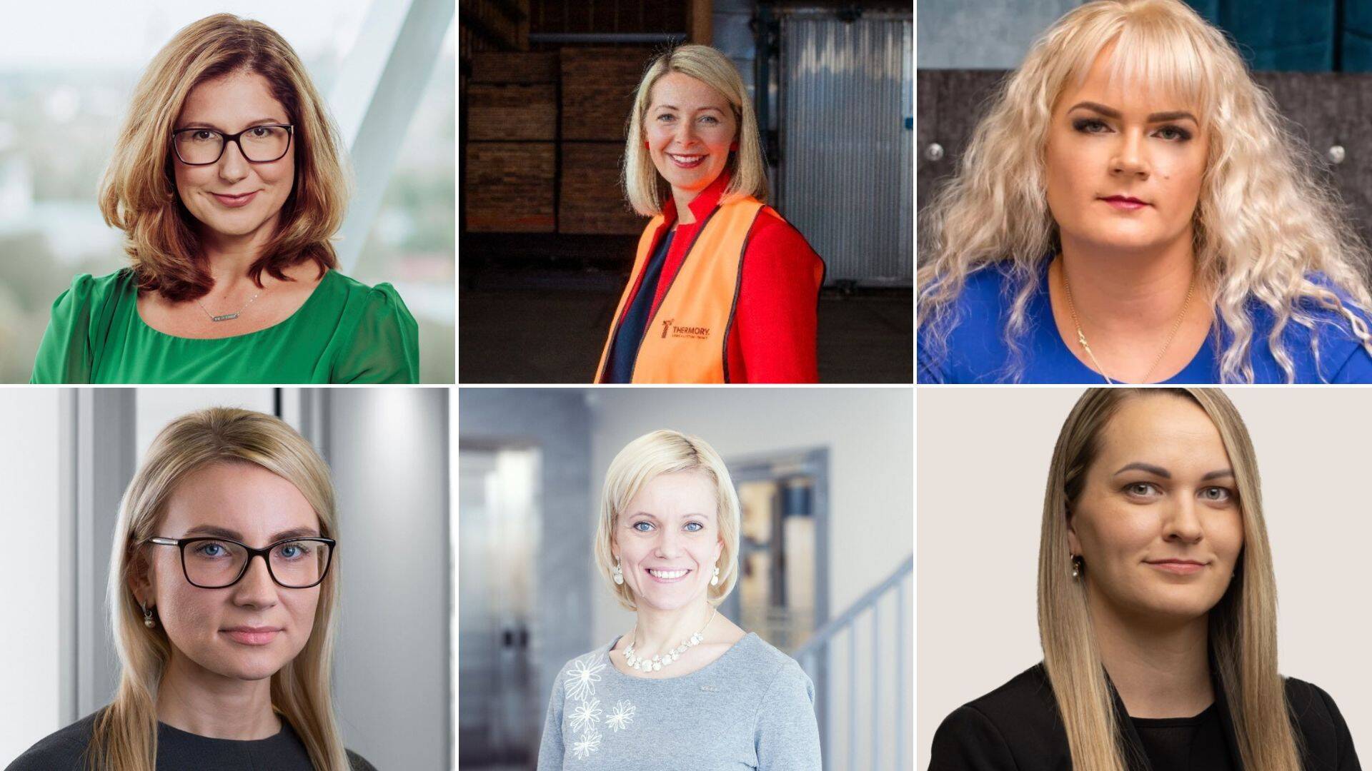 Personalijuhid ülevalt vasakult: Ingrid Viinapuu (Telia), Katri Jürine (Thermory) ja Eveli Punnison (transpordiamet); alumisel real vasakult Aet Urvast (Vanalinna Ehitus), Kerstin Jaani (Coop) ja Helina Peet (Ellex Raidla).