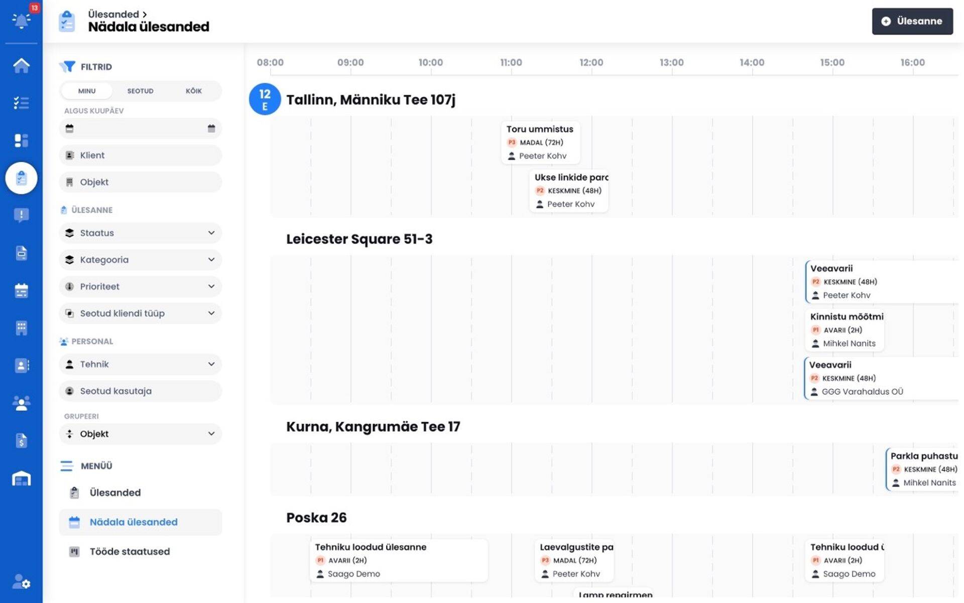 Nädala ülevaade saabuvatest kinnisvara korrashoiu töödest.