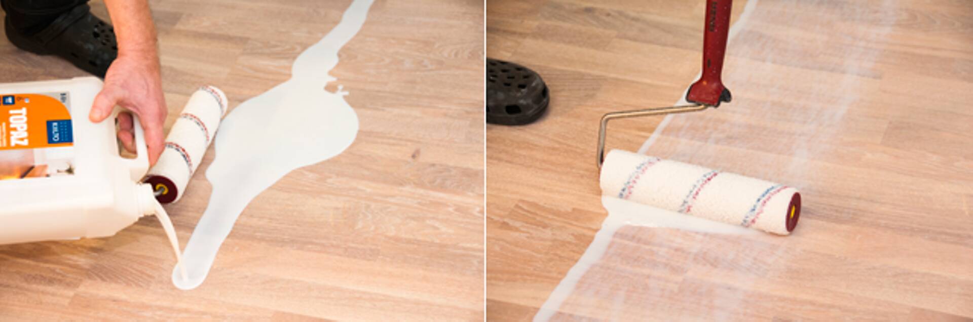 Õlitatud põranda ülelakkimine Topaz põrandalakiga