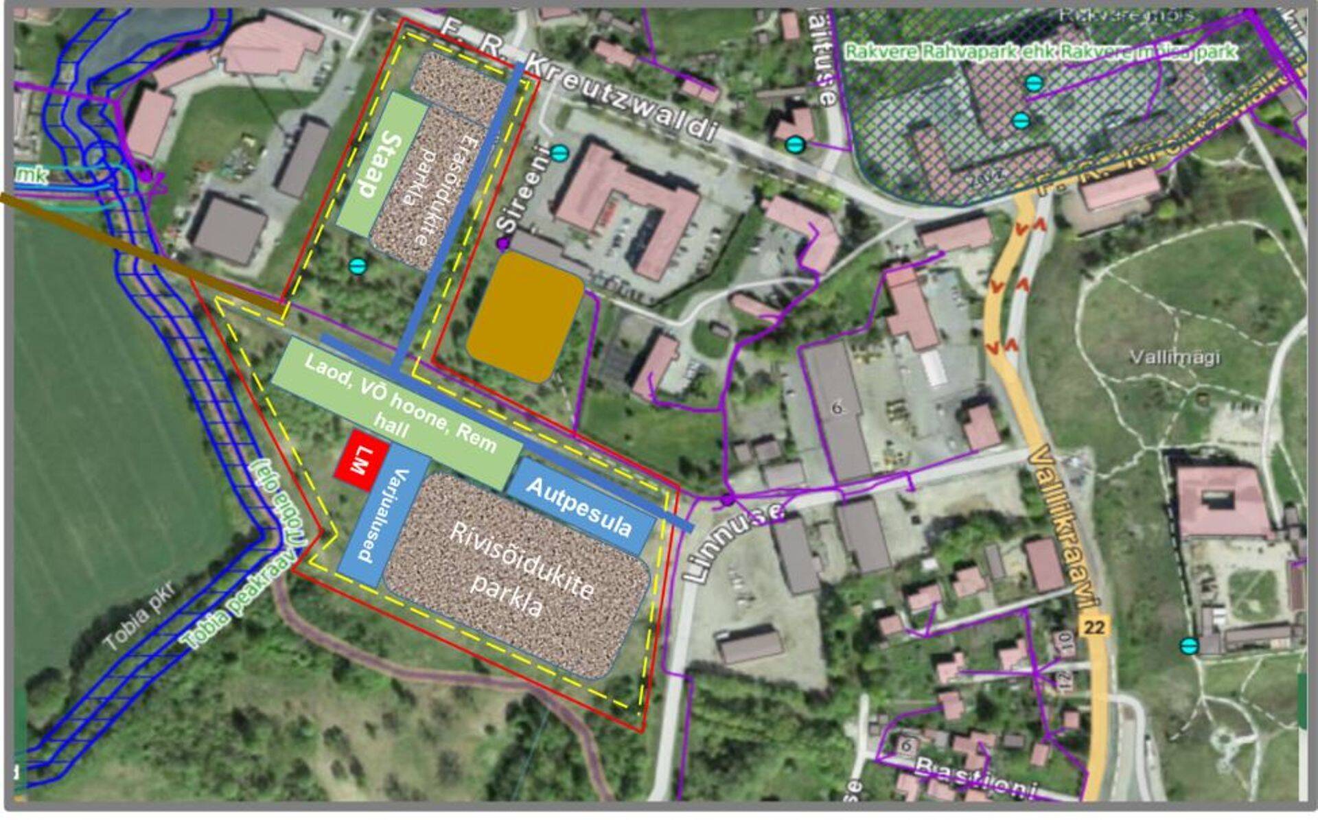 Kaardil oranžiga tähistatud ala on politsei suur unistus - koerte jalutusväljak.