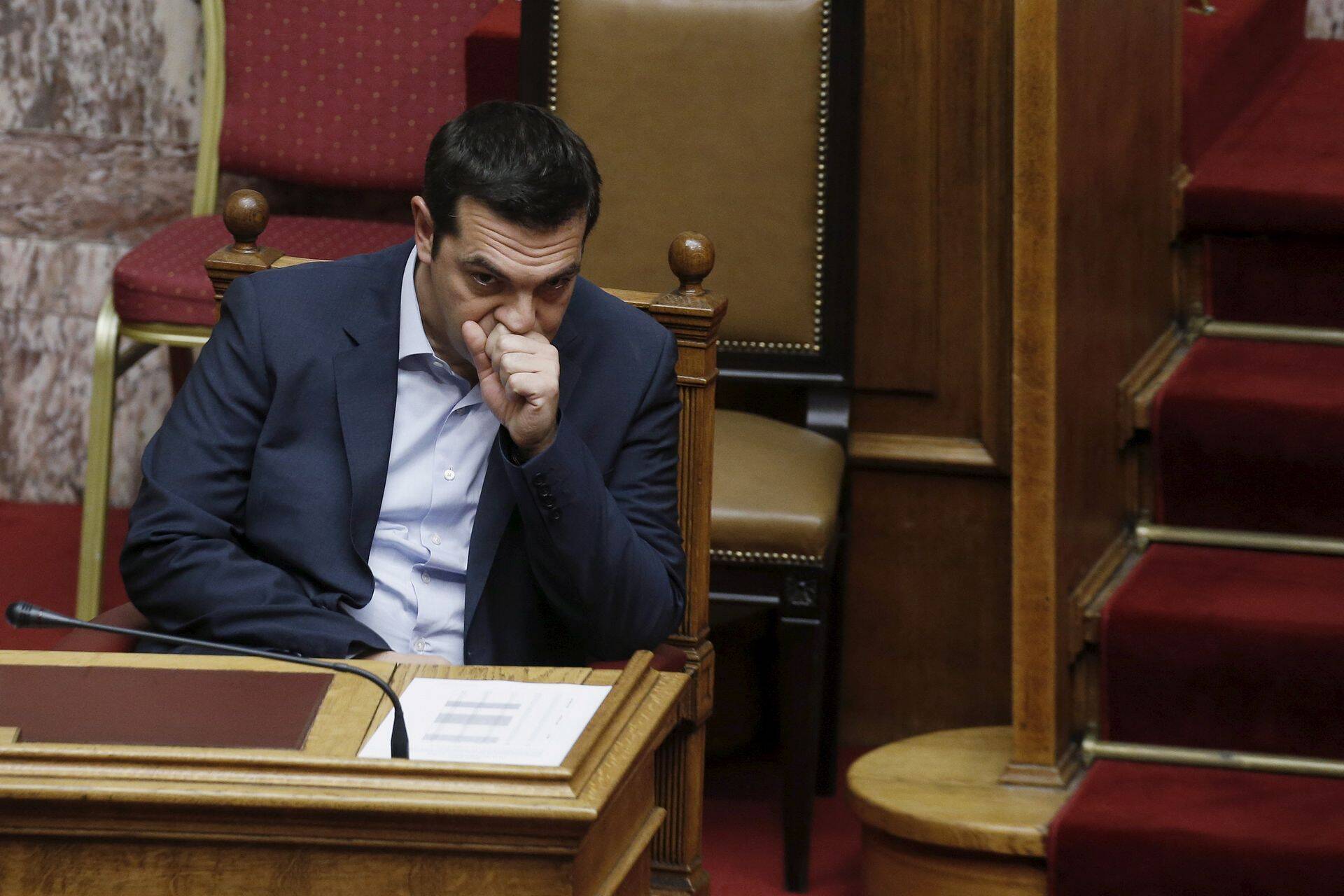 Kreeka peaminister Alexis Tsipras abilaenu tingimuseks oleva eelnõu hääletamisel parlamendis
