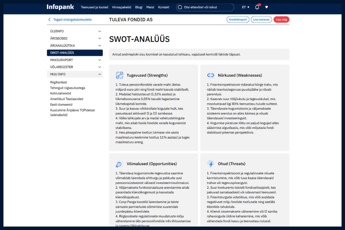 Kuvatõmmis “SWOT analüüs”