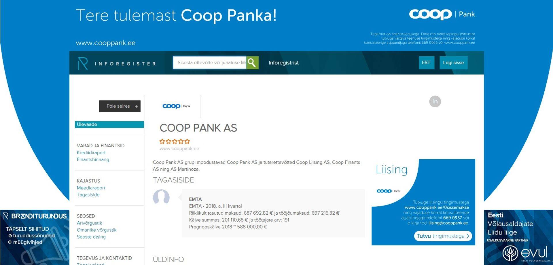 Inforegistrer tegi omal algatusel Coop Pangale reklaambännerid.