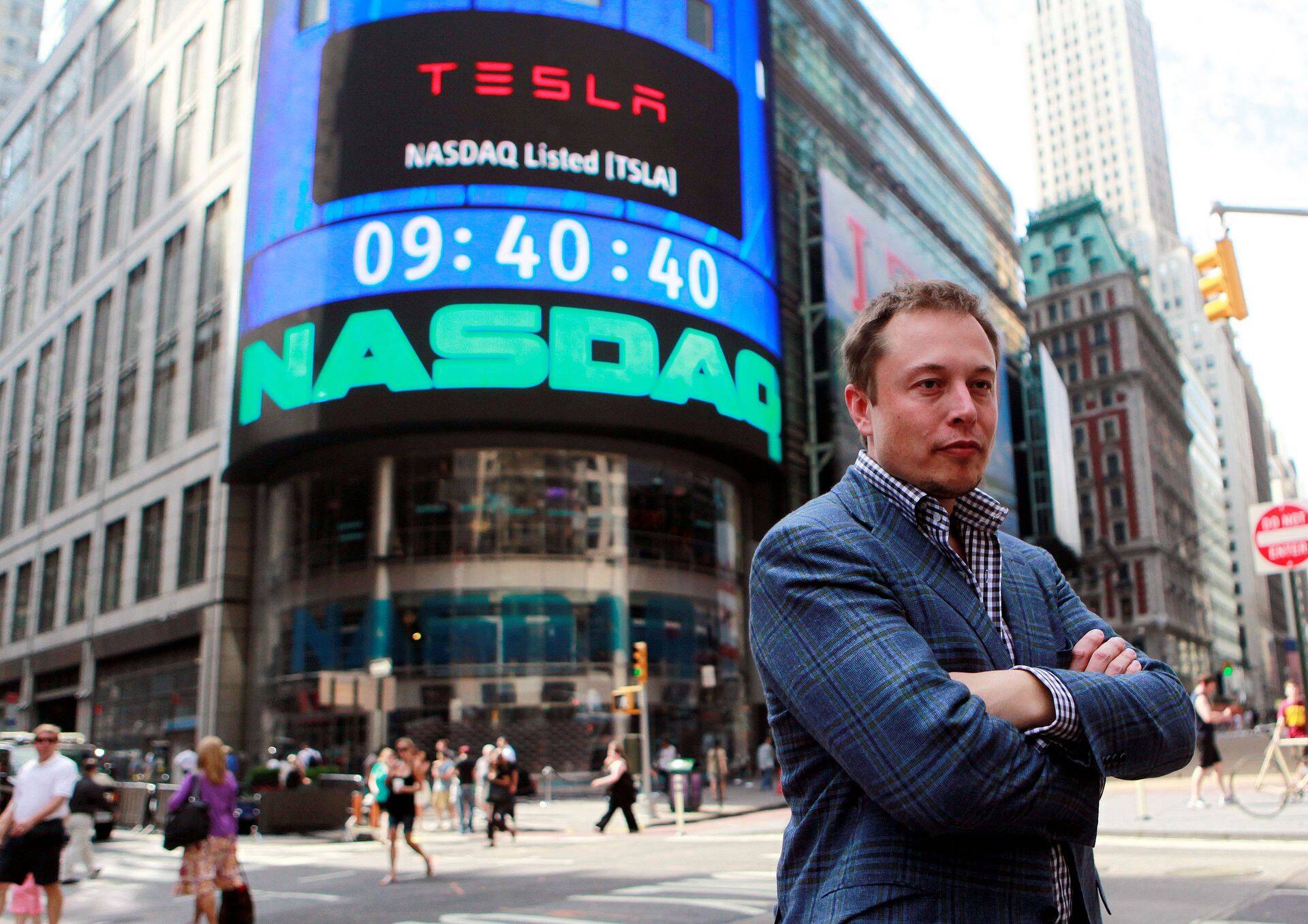 Tesla juht Elon Musk aastal 2010, mil Tesla noteeriti Nasdaqi börsil.