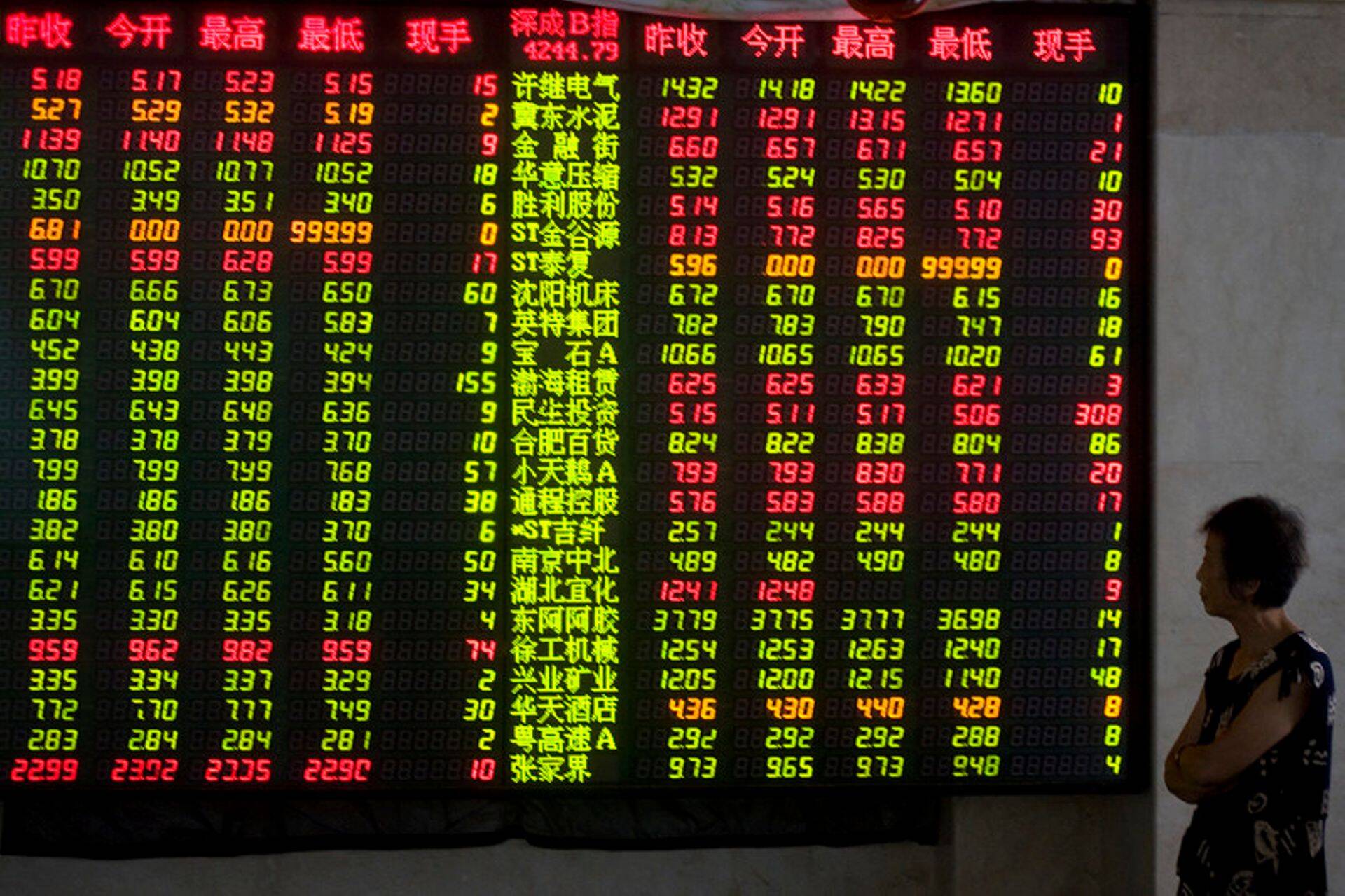 Aktsiate hinnainfo Ida-Hiinas Shandong provintsi Qingdao äärelinnas.