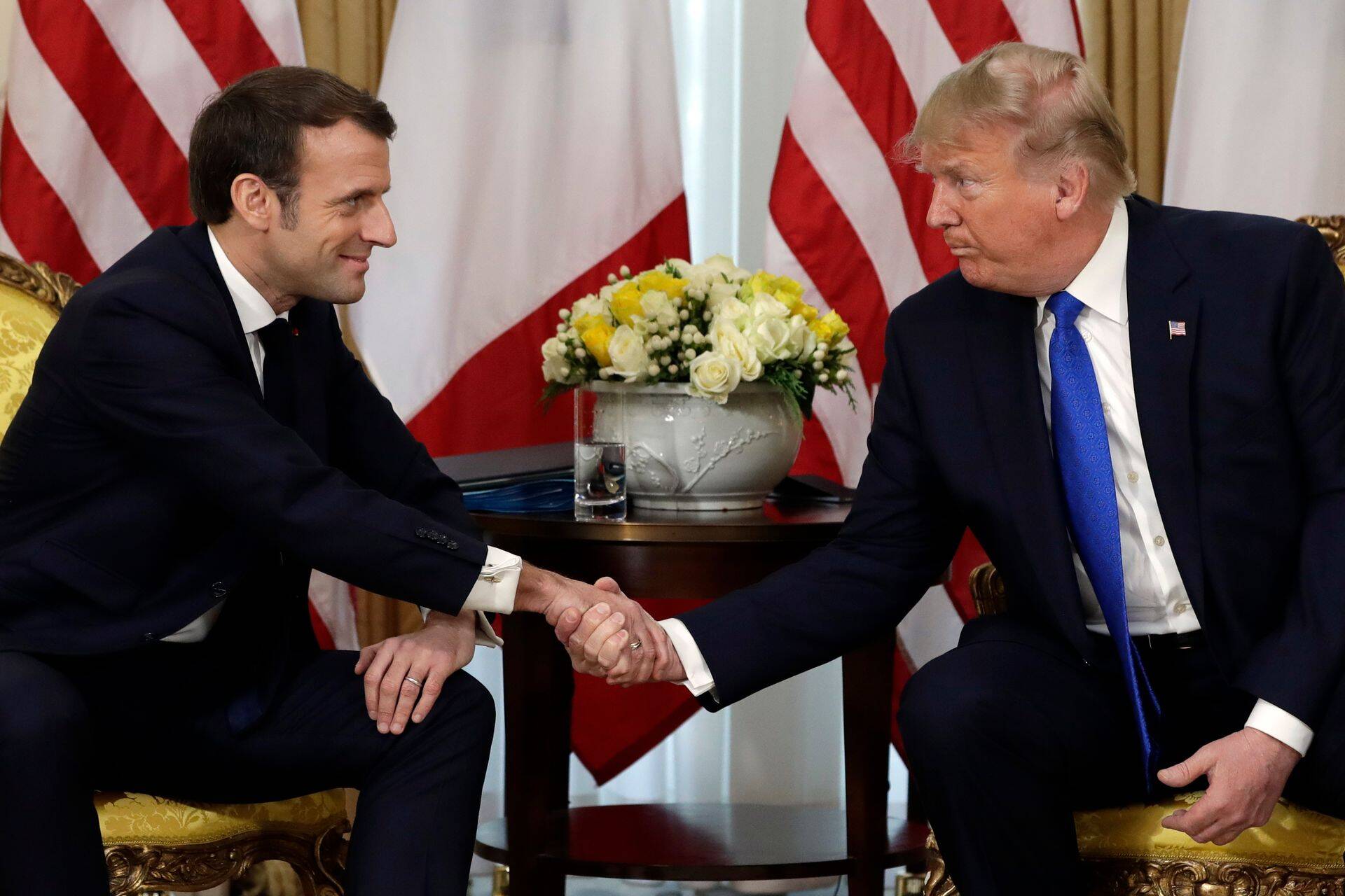 Президент Франции Эммануэль Макрон и президент США Дональд Трамп в декабре 2019 года.