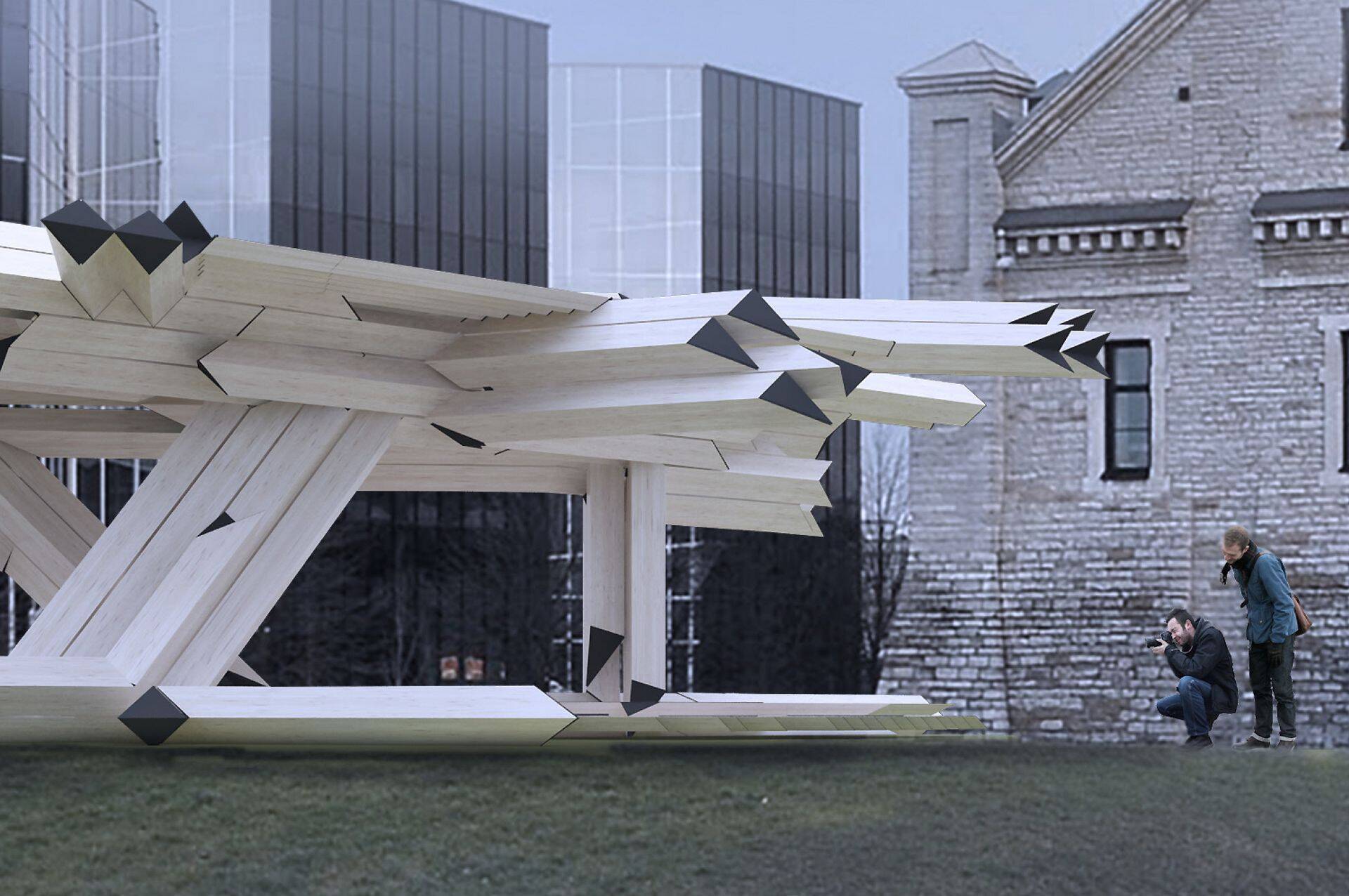 Arhitektuuribienaali puidust installatsiooni ehitab Belgia arhitekt