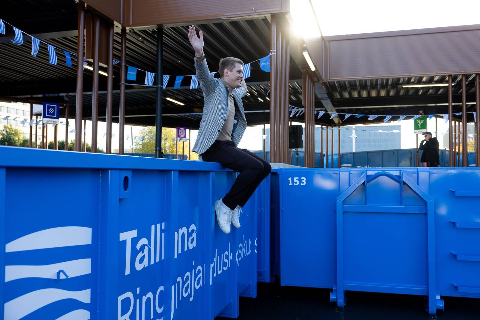 Tallinna linnavolikogu SDE fraktsiooni juht Joosep Vimm Tallinna ringmajanduskeskuse avamisel