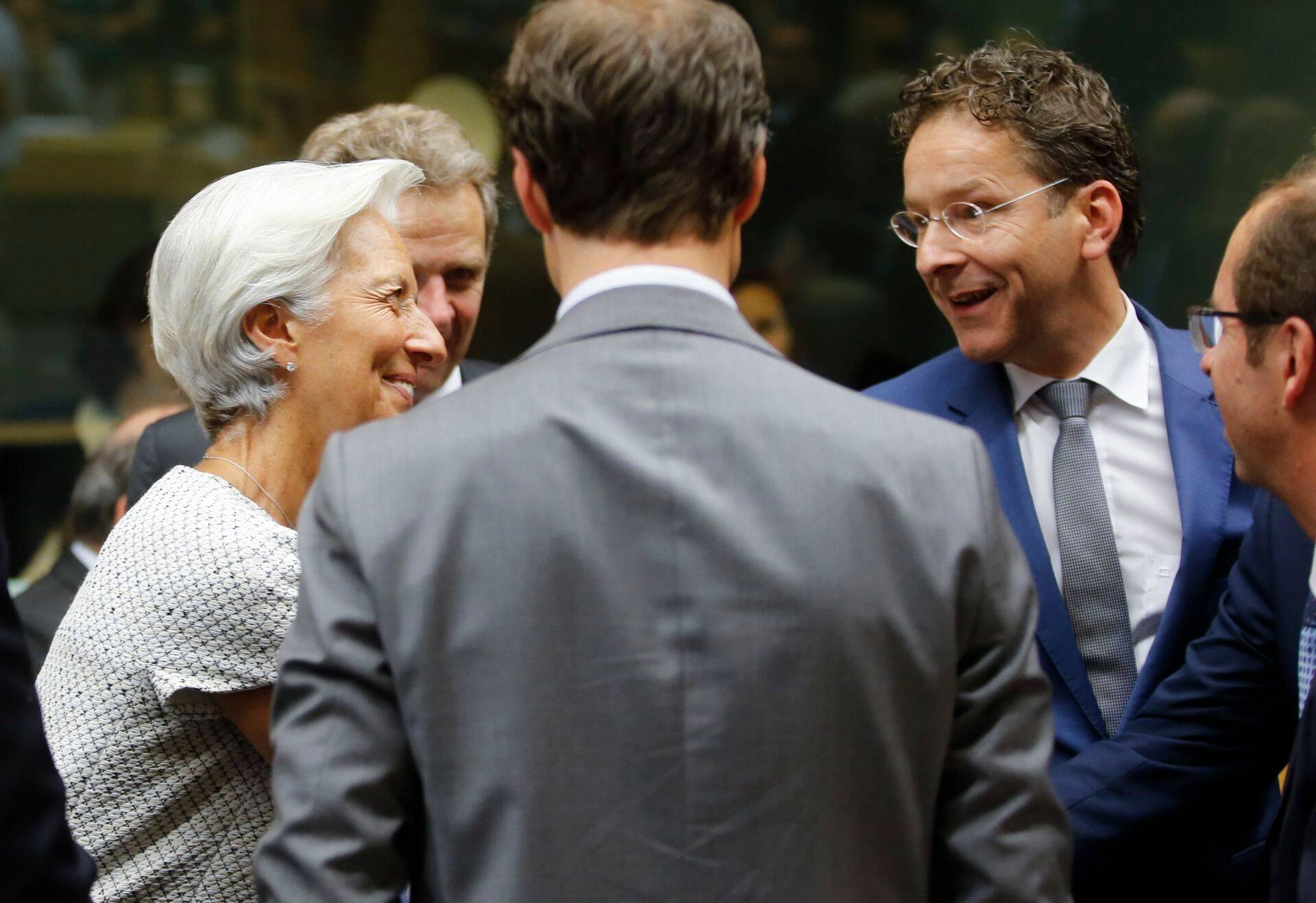 IMFi juht Christine Lagarde ja eurogrupi president Jeroen Dijsselbloem tänaöisel kohtumisel.