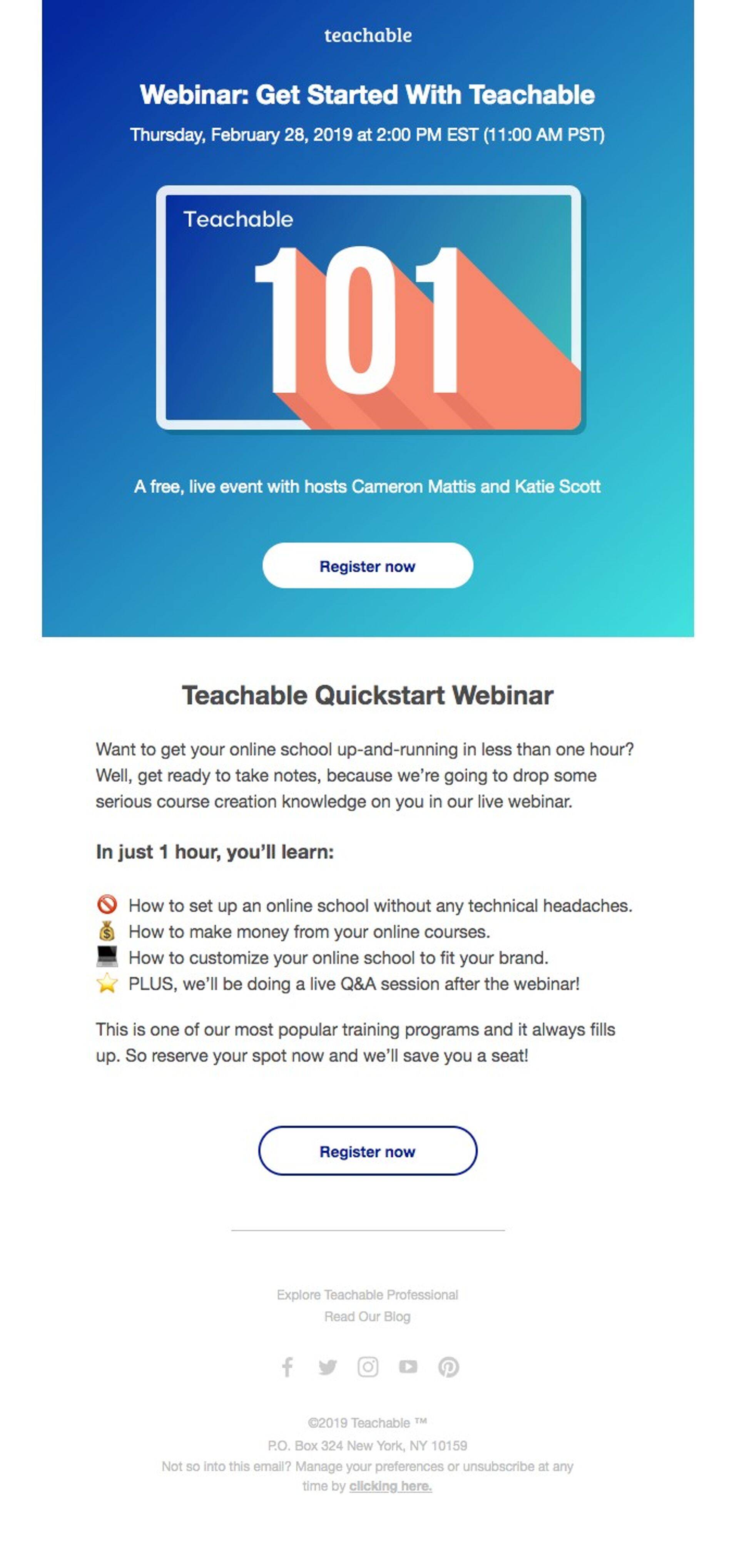 Teachable’i e-mail leitav Really Good Emails lehel