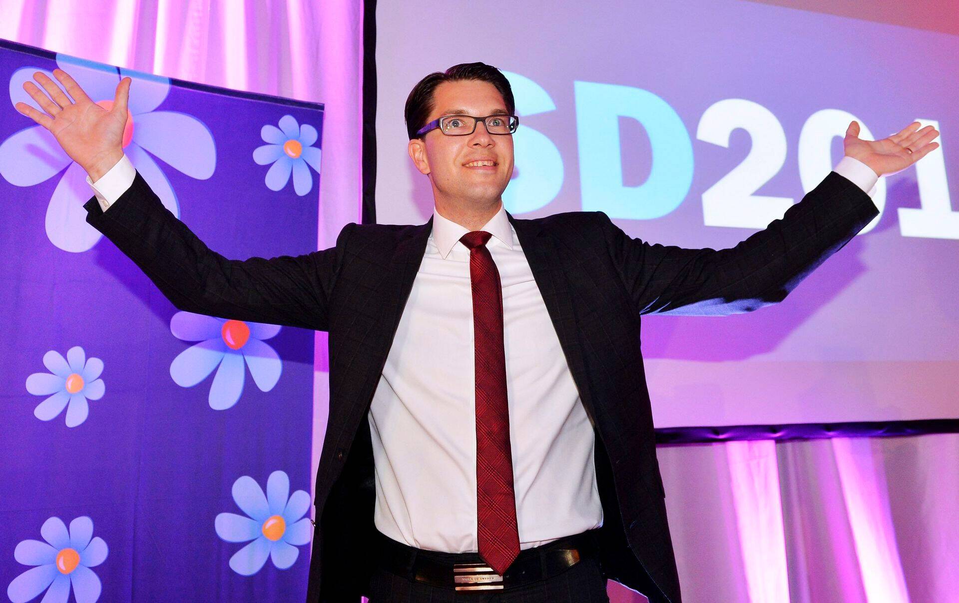 Rootsi Demokraatide juht Jimmie Akesson mullu septembris toimunud valimiste päeval.