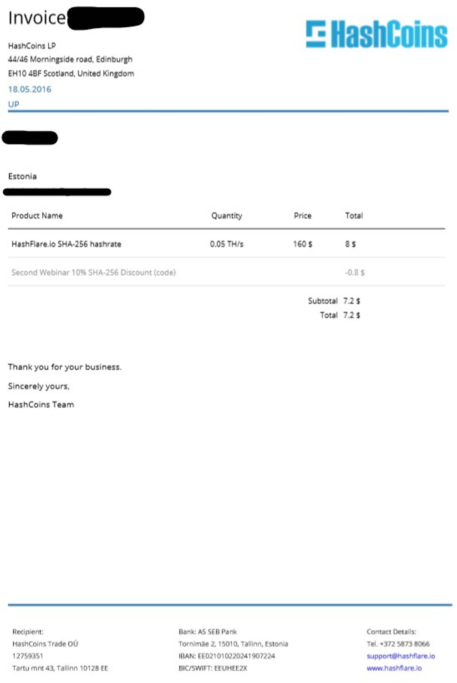 В мае 2016 года, после того, как компания была продана, клиенты получали счета с реквизитами прежнего владельца.