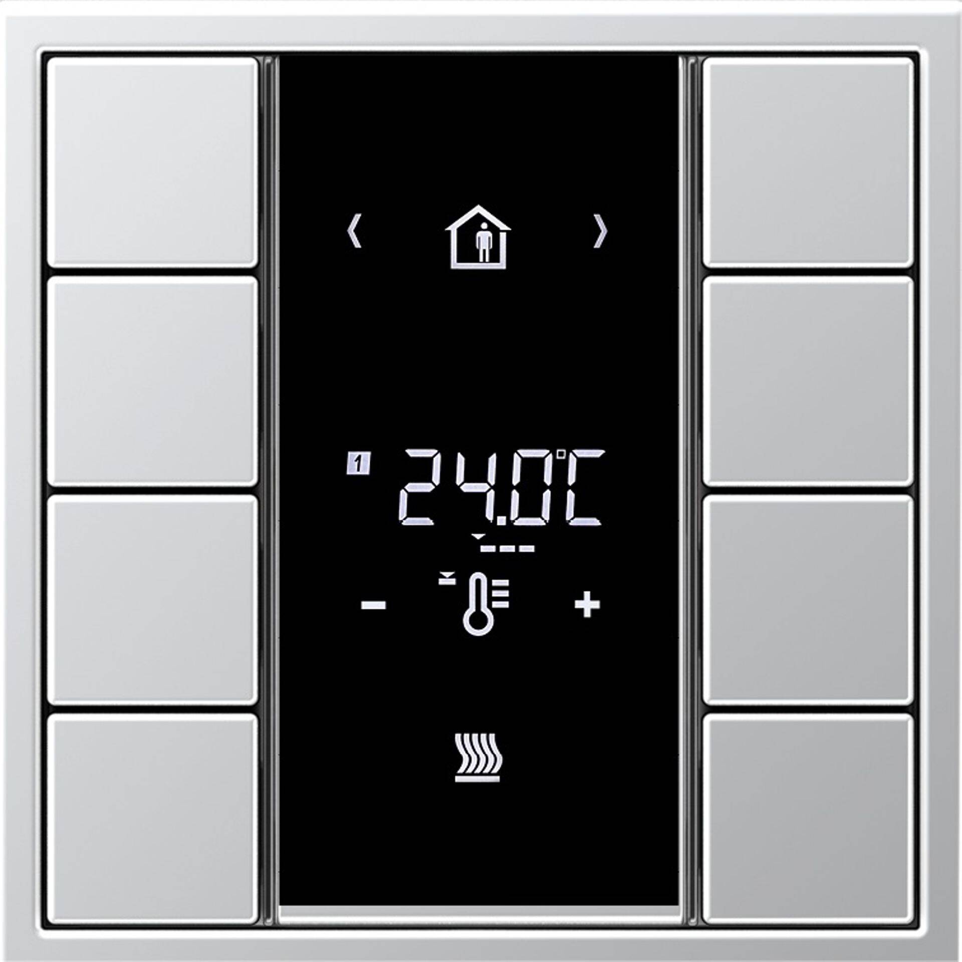 Seade juhib ruumi sisekliimat: temperatuuri, ventilaatori kiirust.Lisaks võimalik programmmeerida nuppe vastavalt vajadusele: valgus, kardinad, muusika ja teha erinevaid stseene.