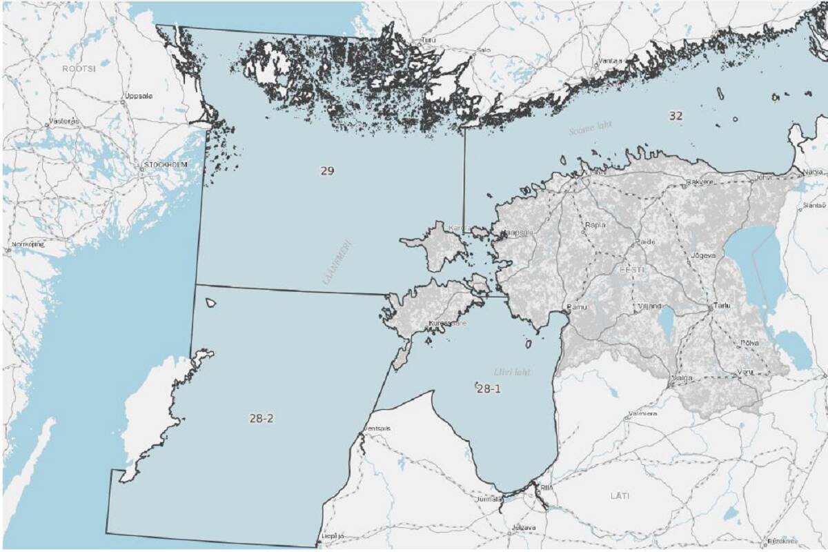 Lesta püügiruudud. Allikas: keskkonnaportaal.ee