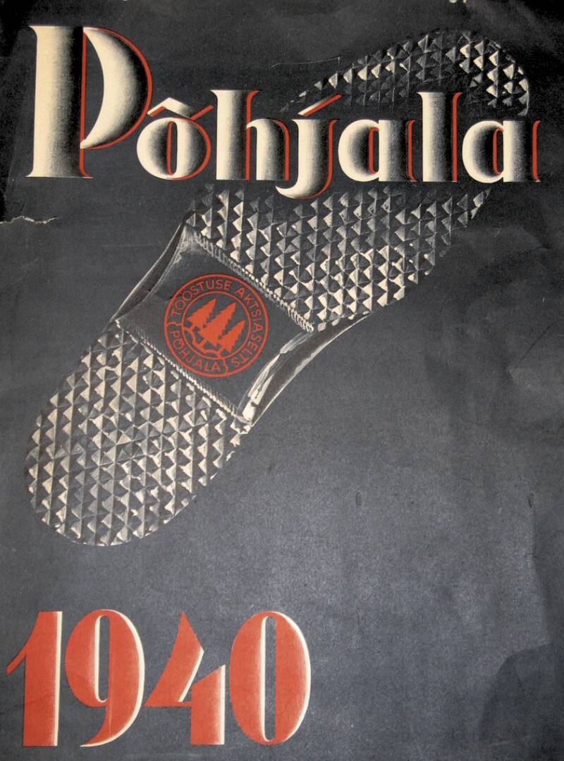 Рекламный плакат фабрики резиновых изделий Põhjala 1940 года.