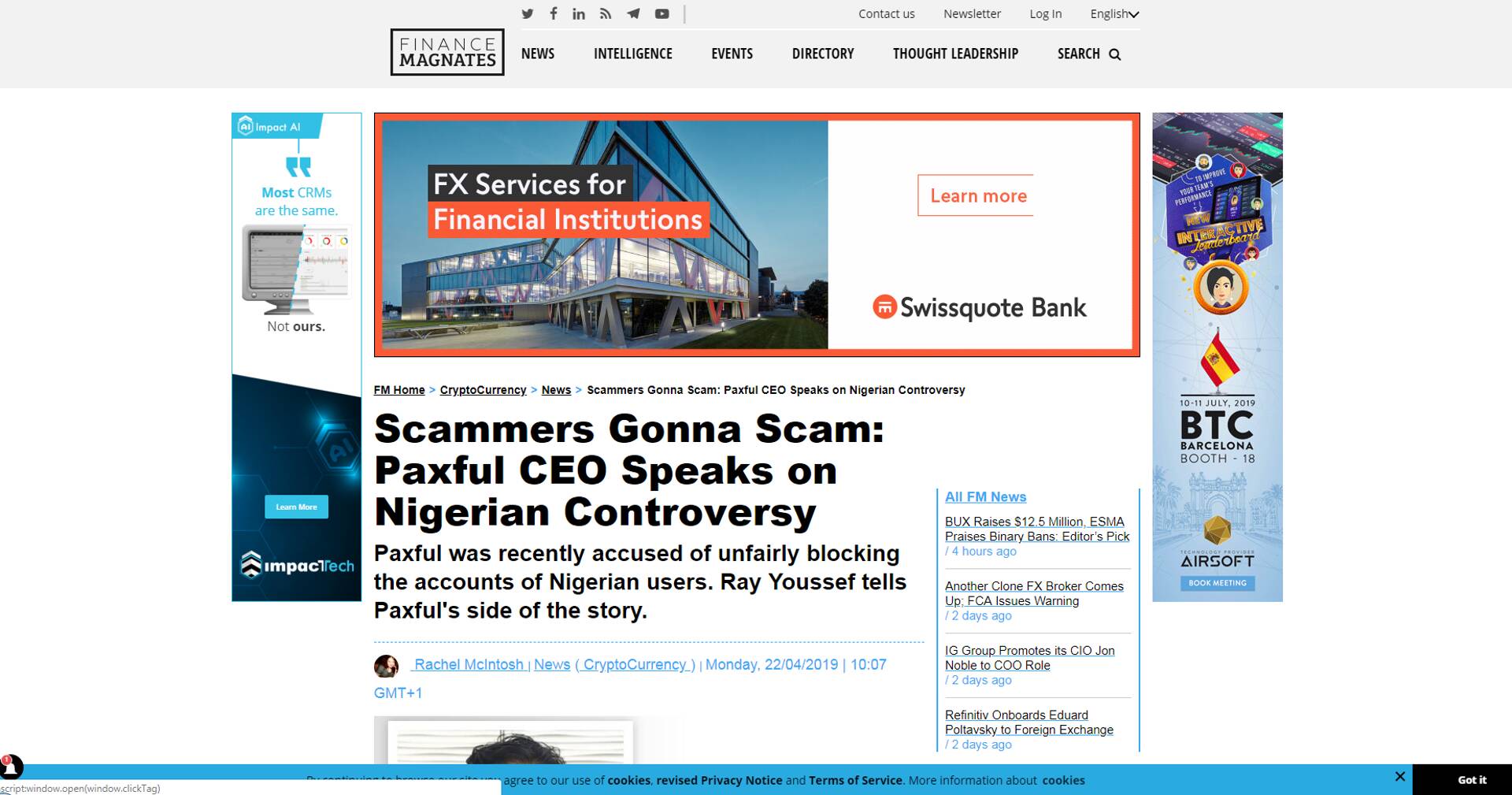 Lugu väljaandes Finance Magnates, kus Paxfuli juht Ray Youssef kummutab esitatud süüdistusi.