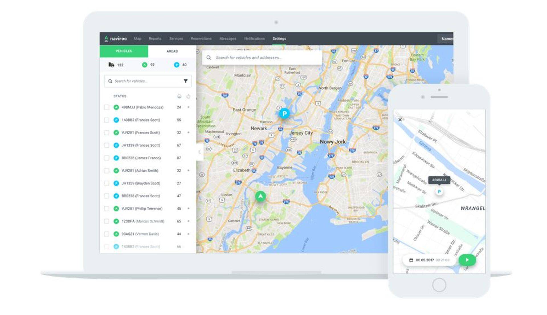 Navireci logistikalahenduse kasutajad saavad oma masinaparki jälgida kaardil reaalajas.