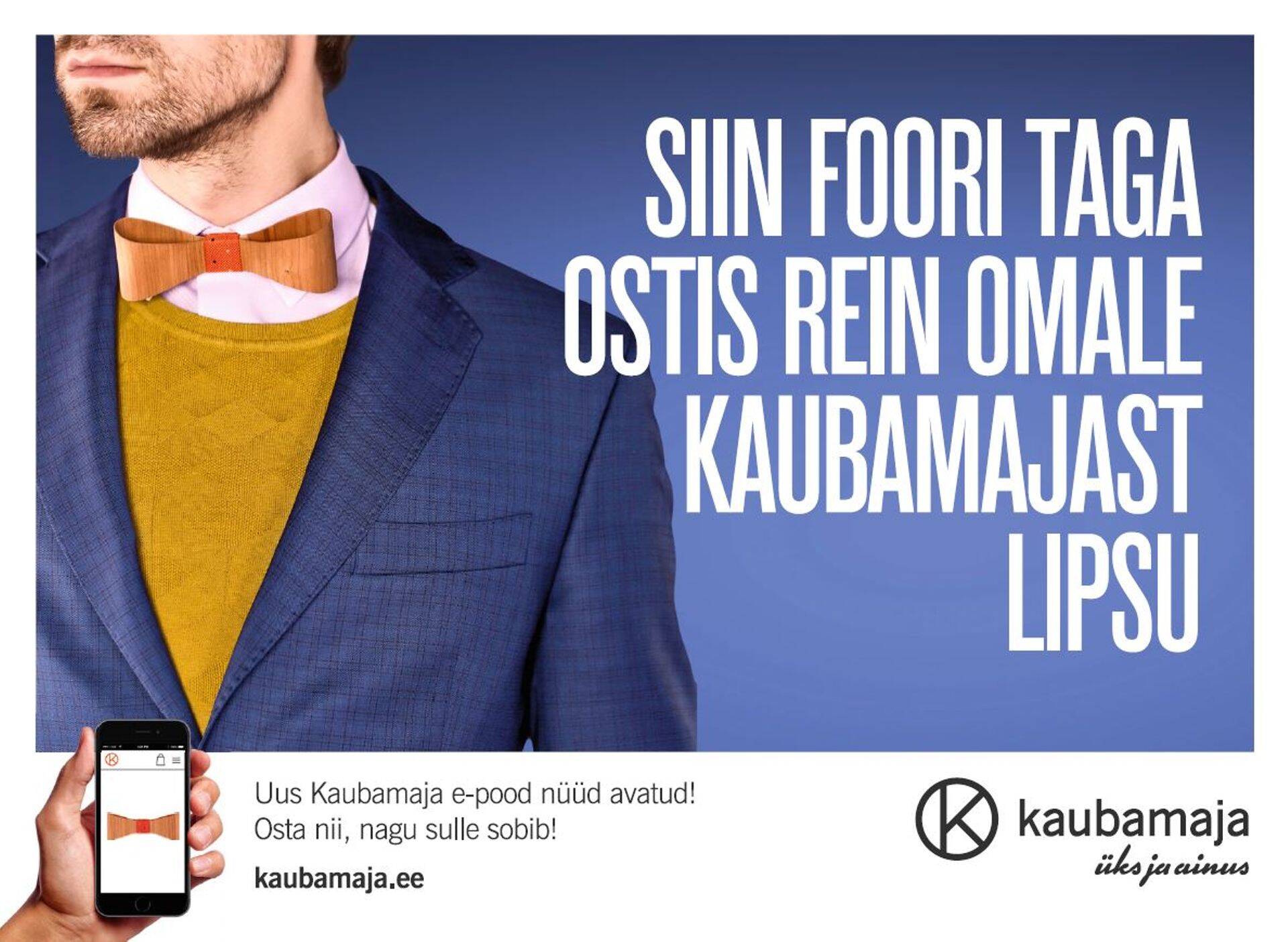 Kaubamaja reklaam kutsub üles foori taga mobiiltelefoni kaudu ostlema.