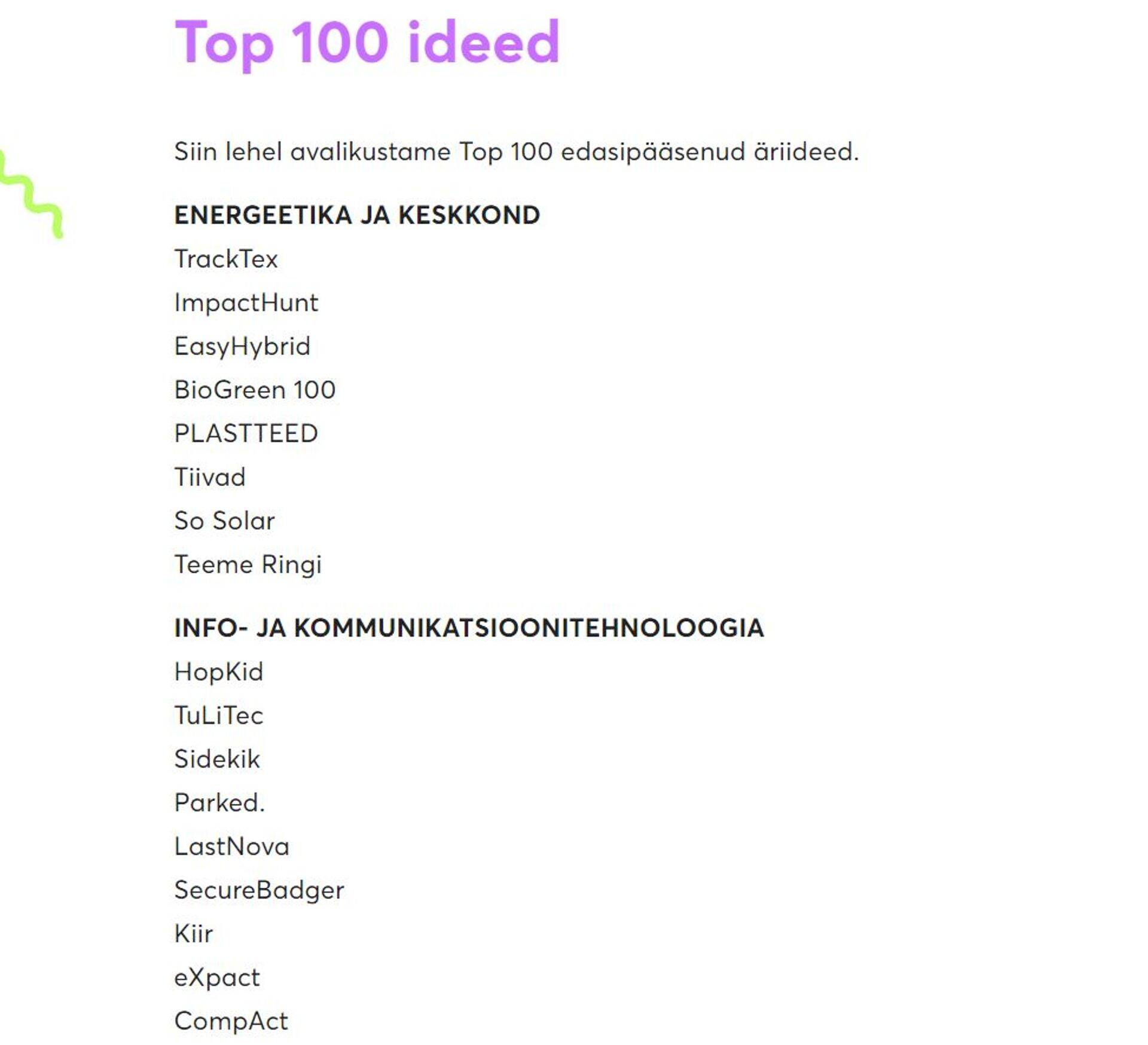 Ajujahi saja parema idee nimekiri sai avalikuks.