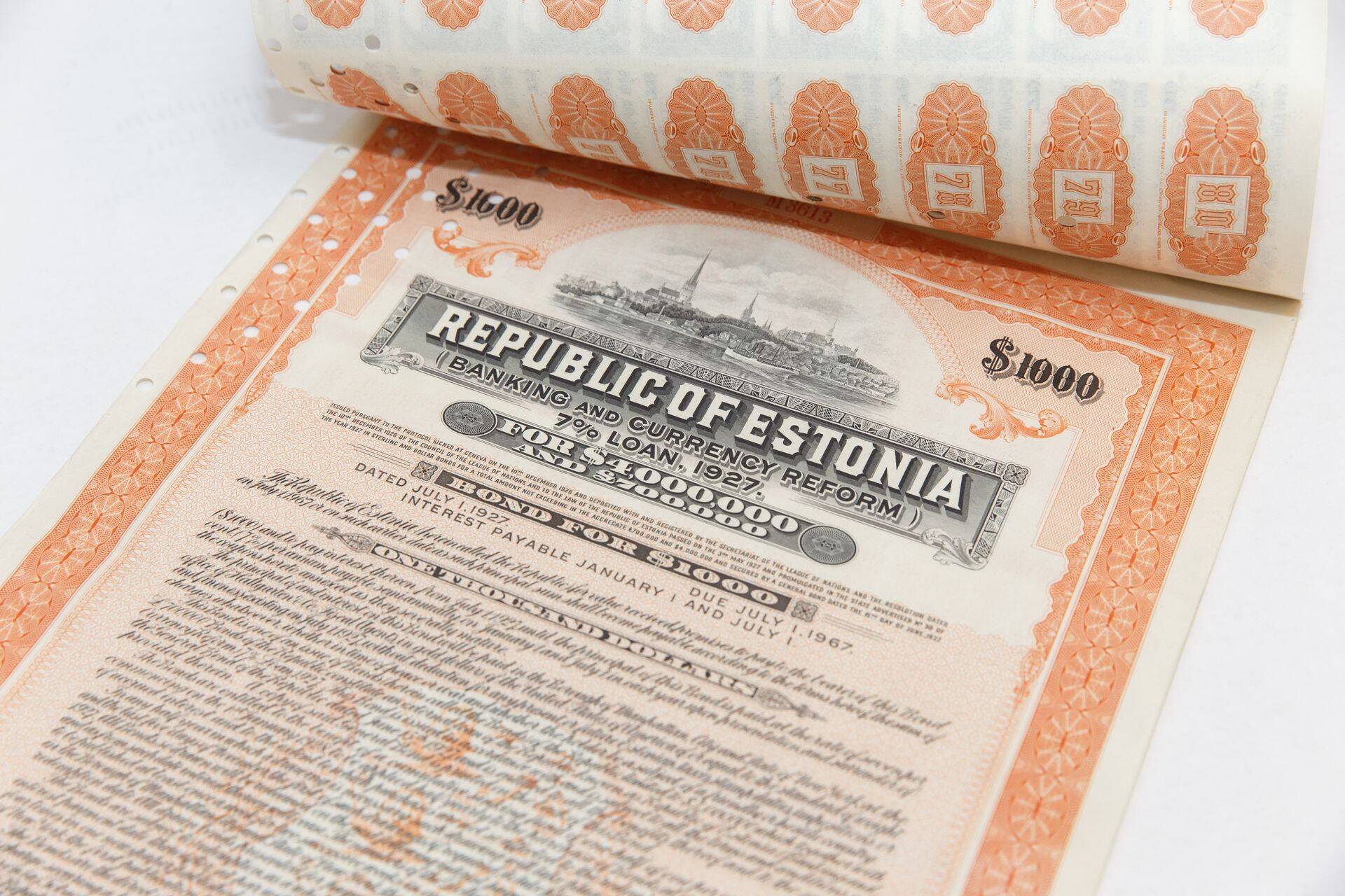 Eesti 1927. aasta dollarivõlakirjad.