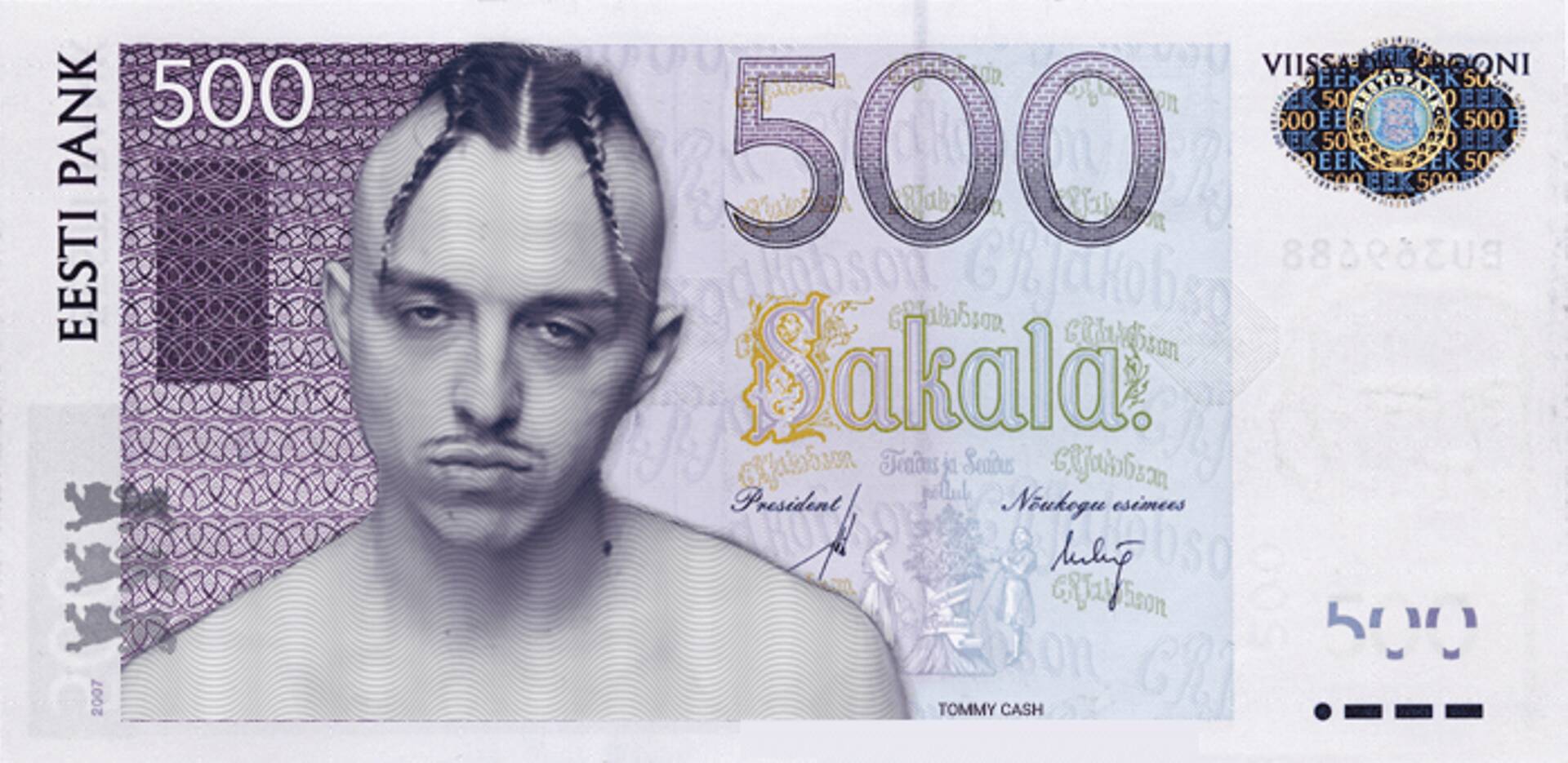 Eesti krooni sünniaastapäeva puhul Äripäevas valminud rahatäht.