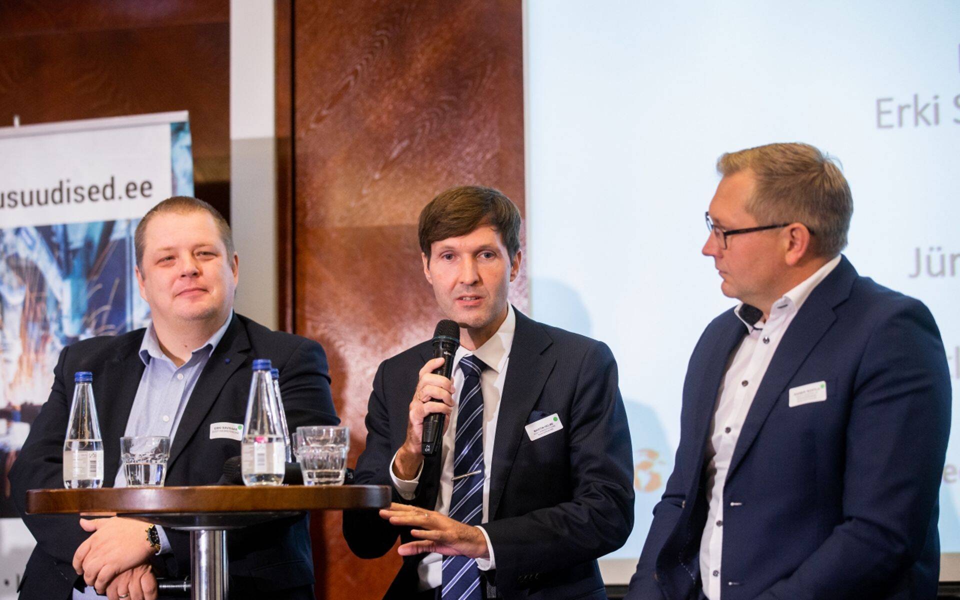 Erki Savisaar Keskerakonnast, Martin Helme EKREst ja Rainer Rohtla ELEAst kolmapäevasel debatil.