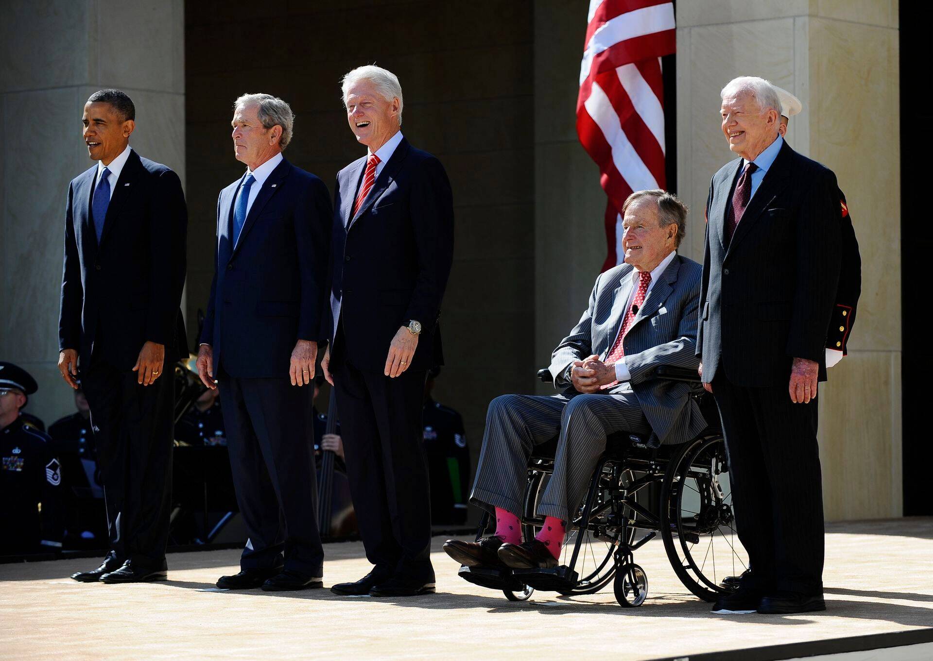 Kõik USA elavad presidendid (vasakult): Barack Obama, George W. Bush, Bill Clinton, George H. W. Bush ja Jimmy Carter.